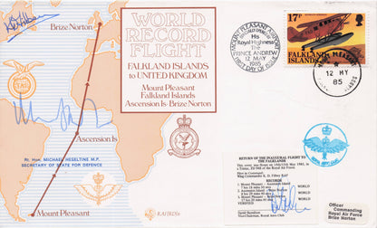 Falklands War World Record Flight Multi Military Army Hand Signed FDC