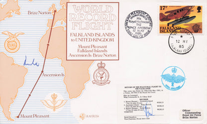Falklands War World Record Map Flight Multi Military Hand Signed FDC