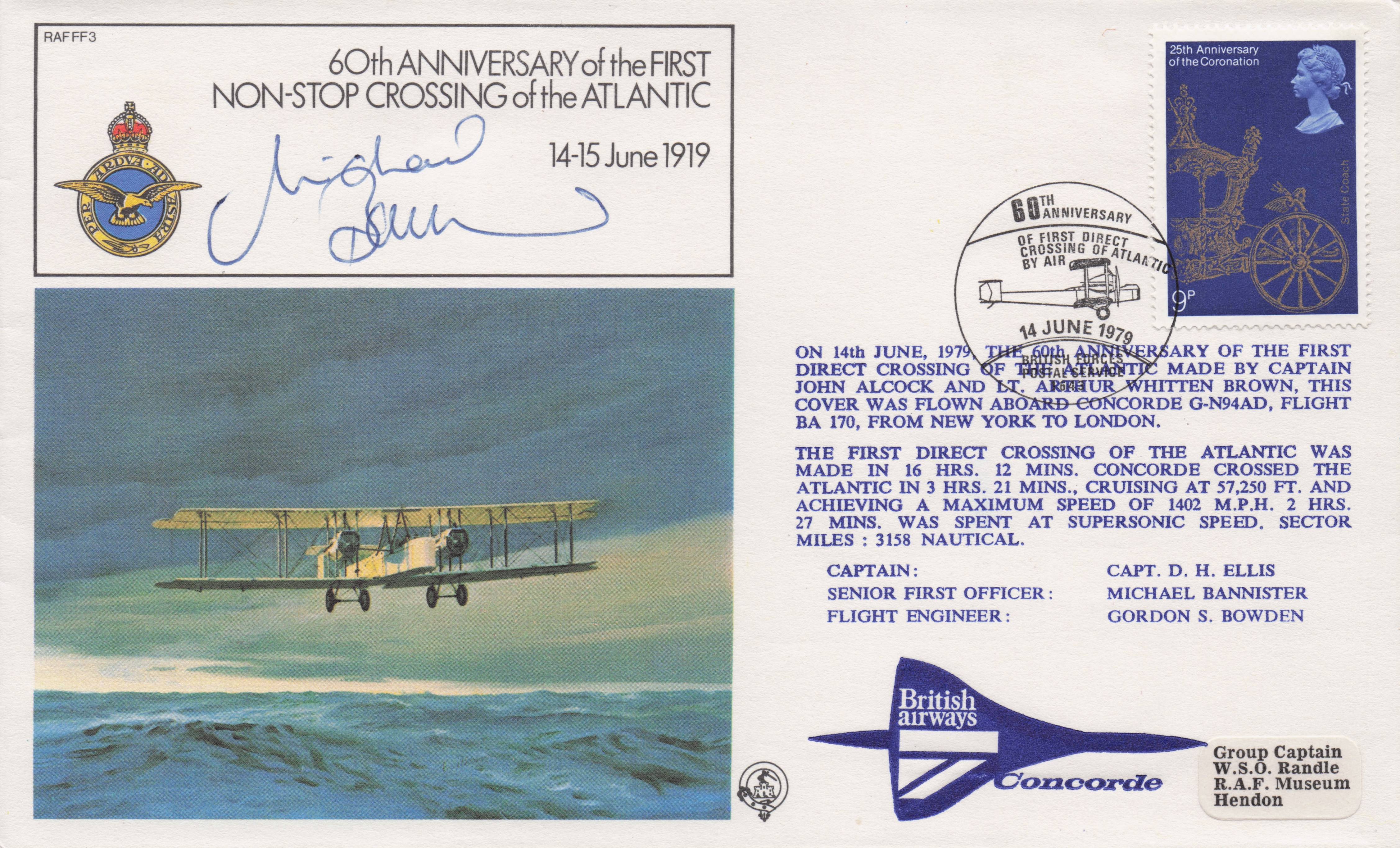 40th Anniversary Of First Non Stop Atlantic Crossing Concorde Hand Signed FDC