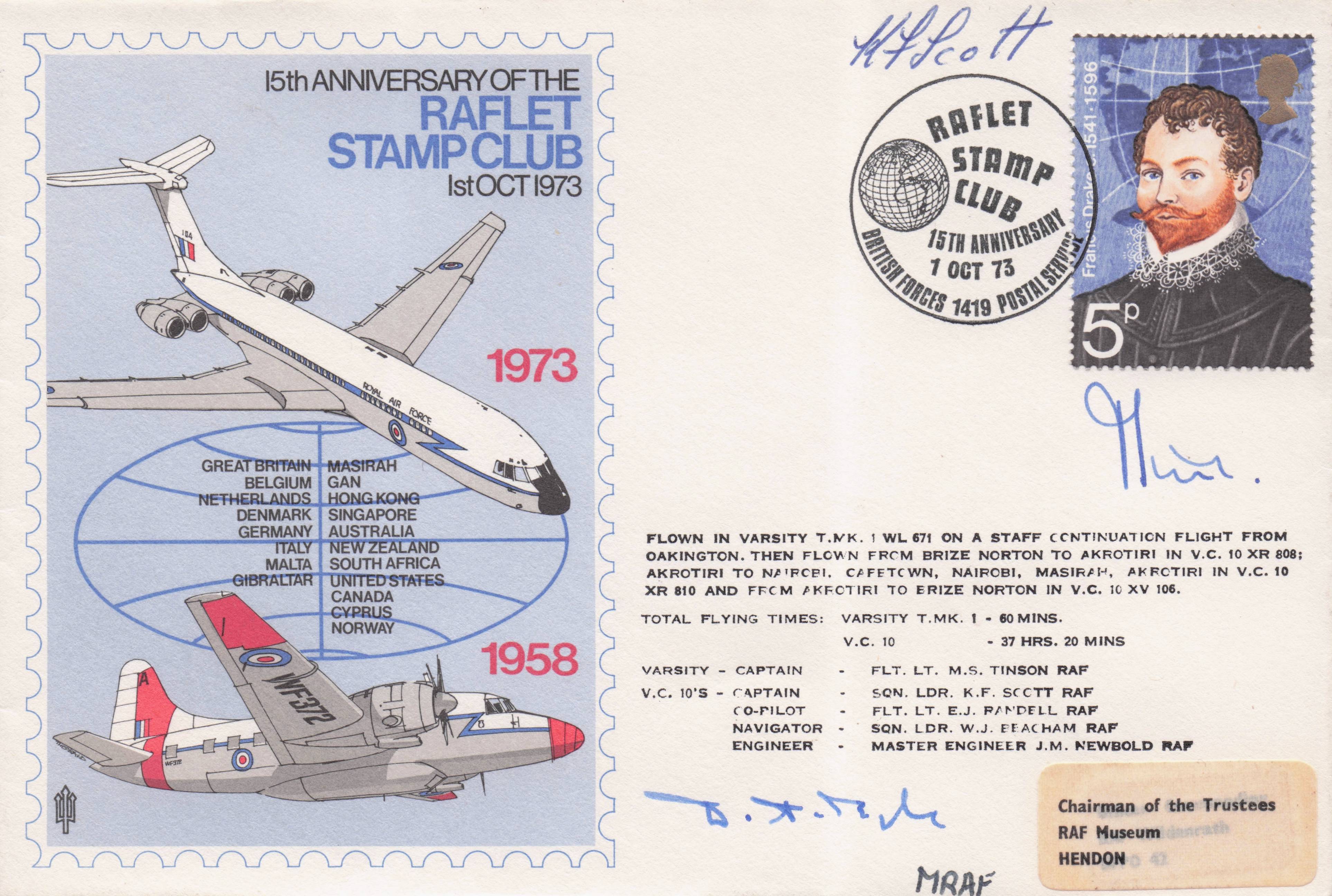 Raflet Stamp Club 1937 Nairobi Airport Military Cape Town 3x MULTI Hand Signed FDC