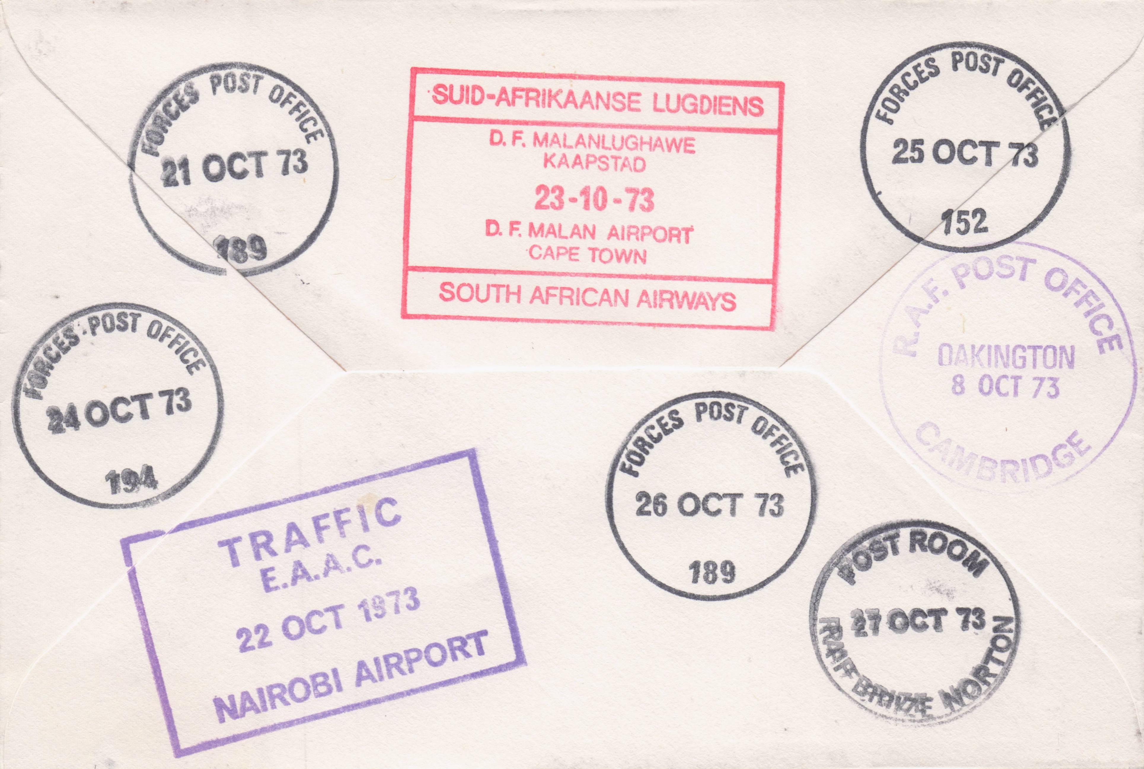 Raflet Stamp Club 1937 Nairobi Airport Military Cape Town 3x MULTI Hand Signed FDC