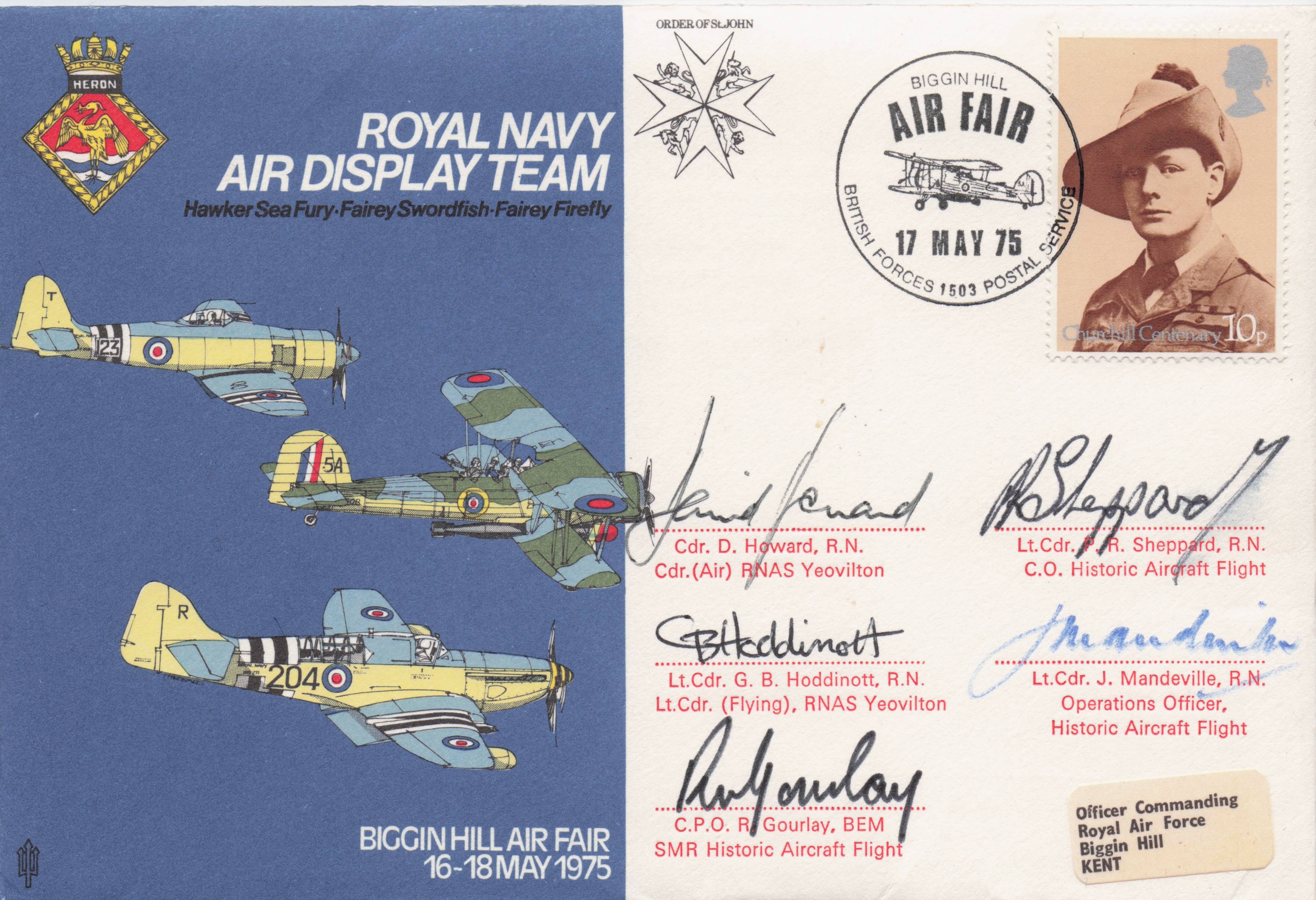 Royal Navy 1975 Military Air Display Team MULT 6x Hand Signed FDC