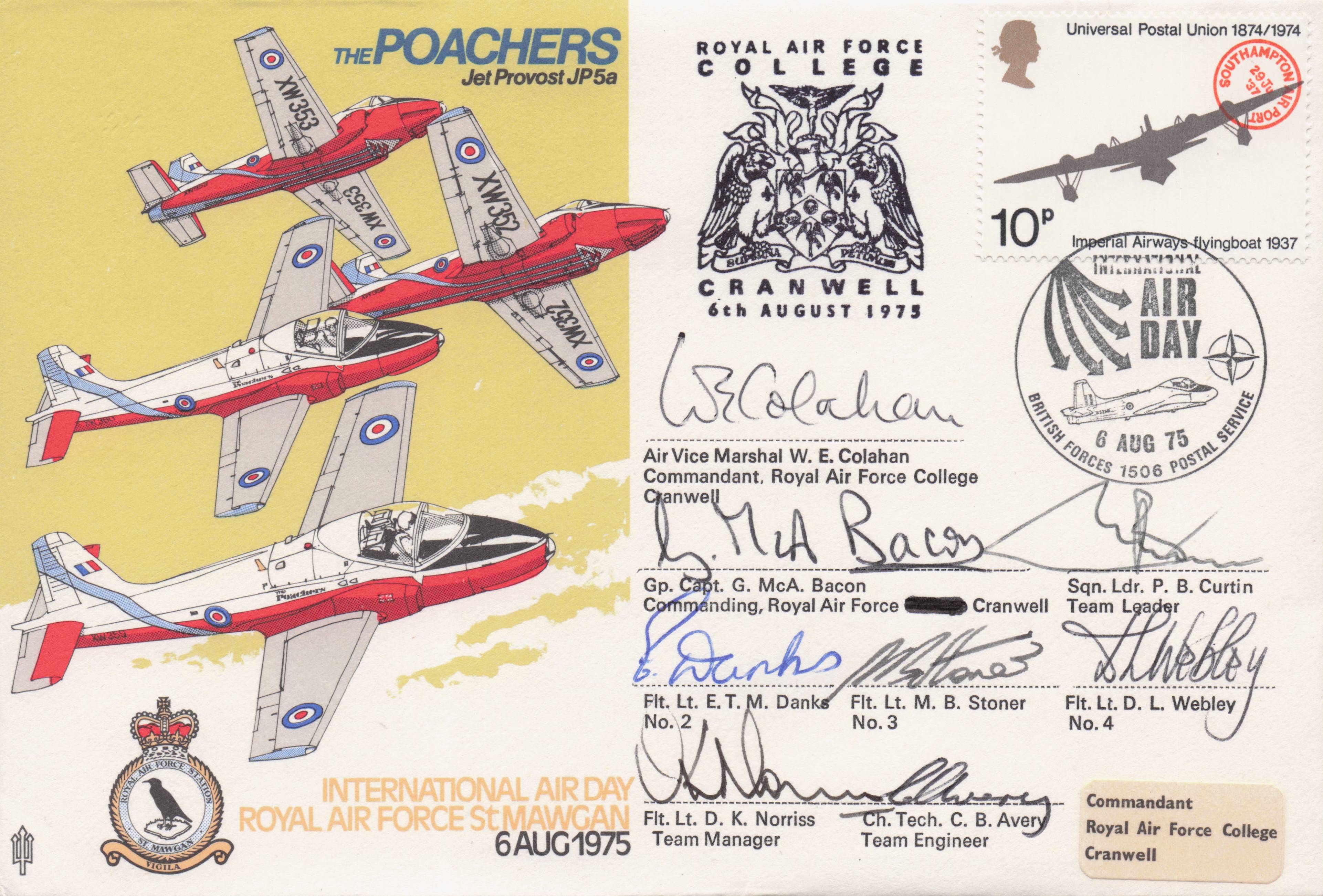 The Poachers Air Display Team Hand Signed 1975 Military 9x MULTI FDC