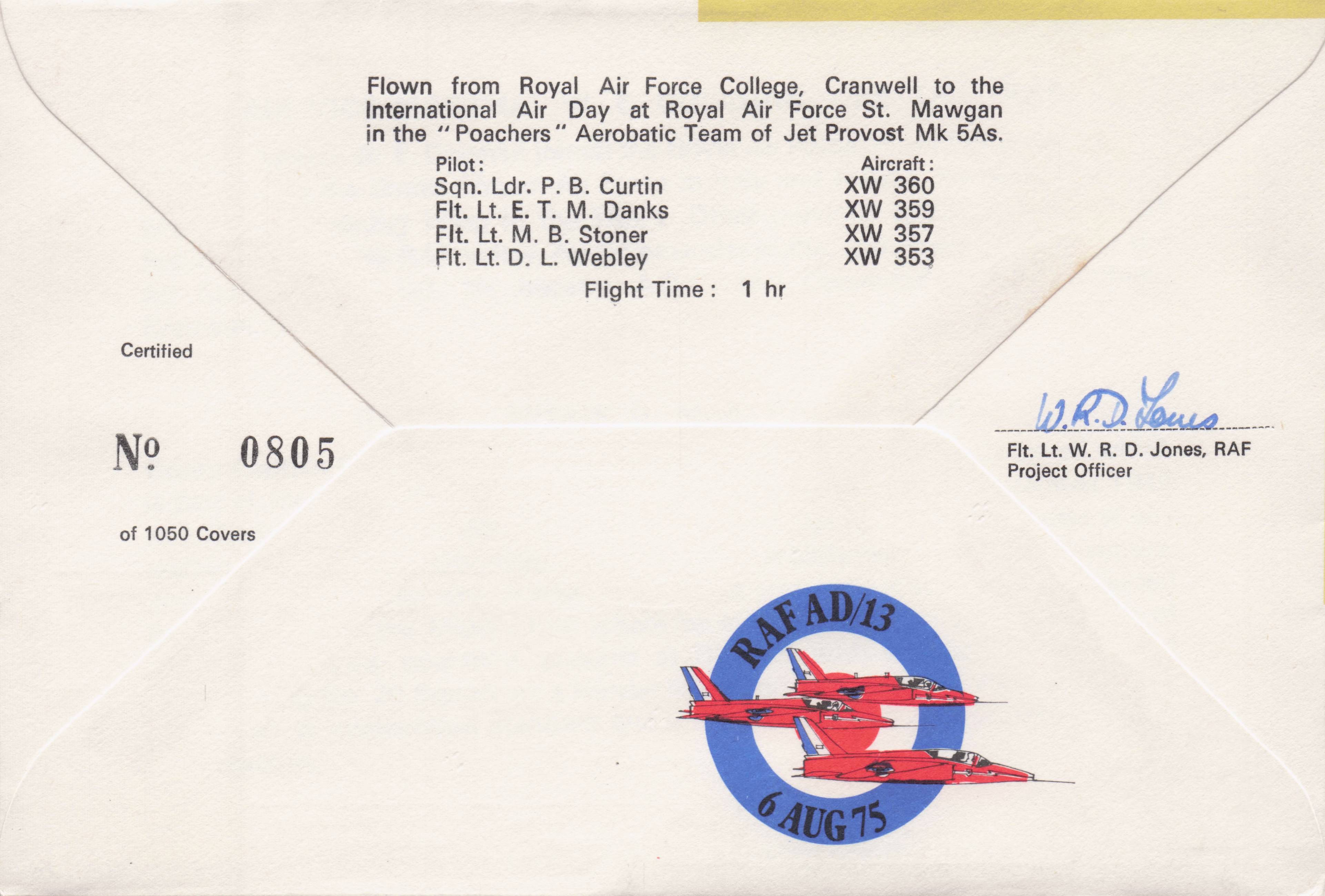 The Poachers Air Display Team Hand Signed 1975 Military 9x MULTI FDC