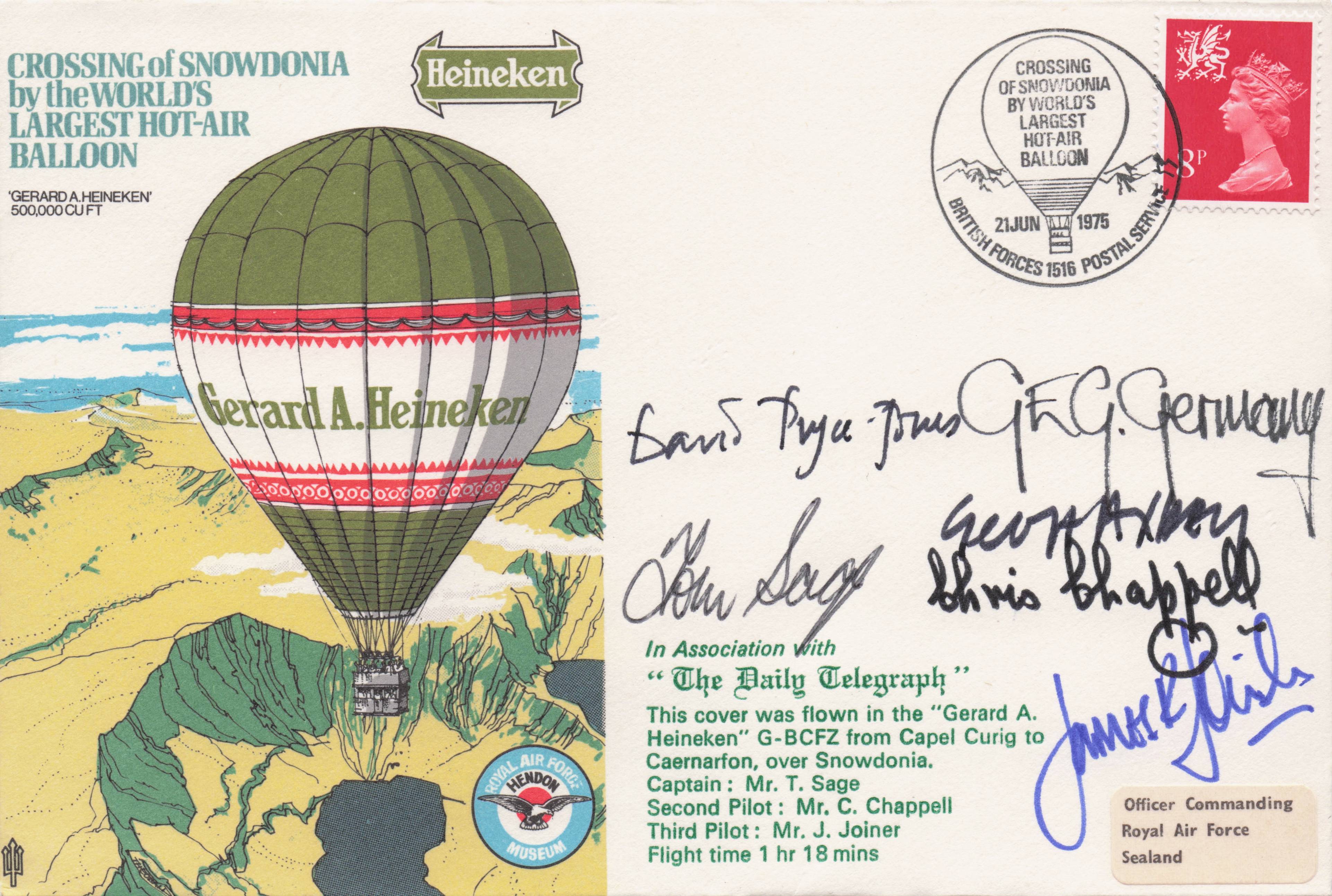 Snowdonia Hot Air Balloon Military 1970s MULTI 7x Hand Signed FDC
