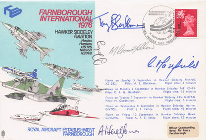 Hawks Harriers Farnborough Military Air Display Team 1970s 6x MULTI Hand Signed FDC