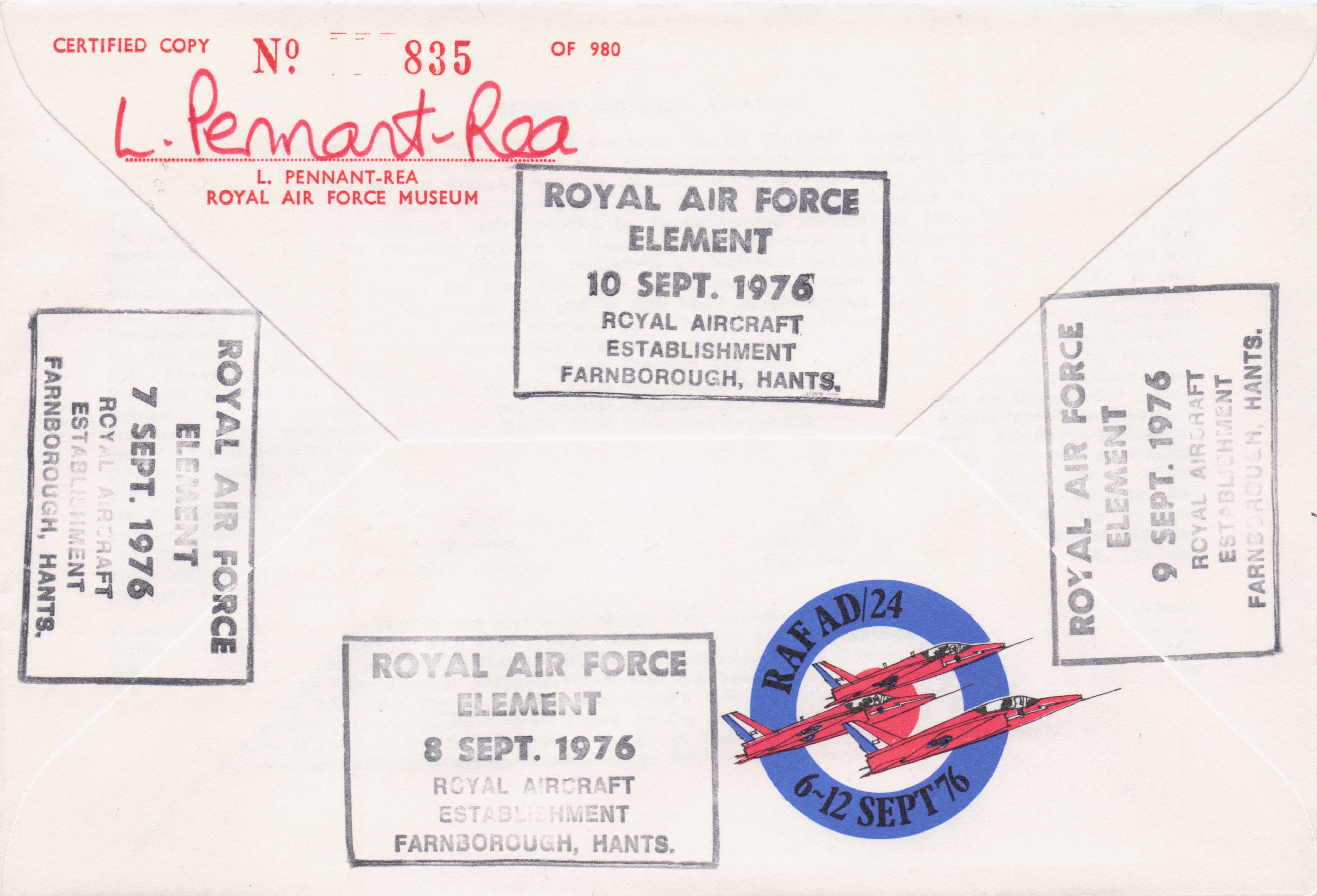 Hawks Harriers Farnborough Military Air Display Team 1970s 6x MULTI Hand Signed FDC