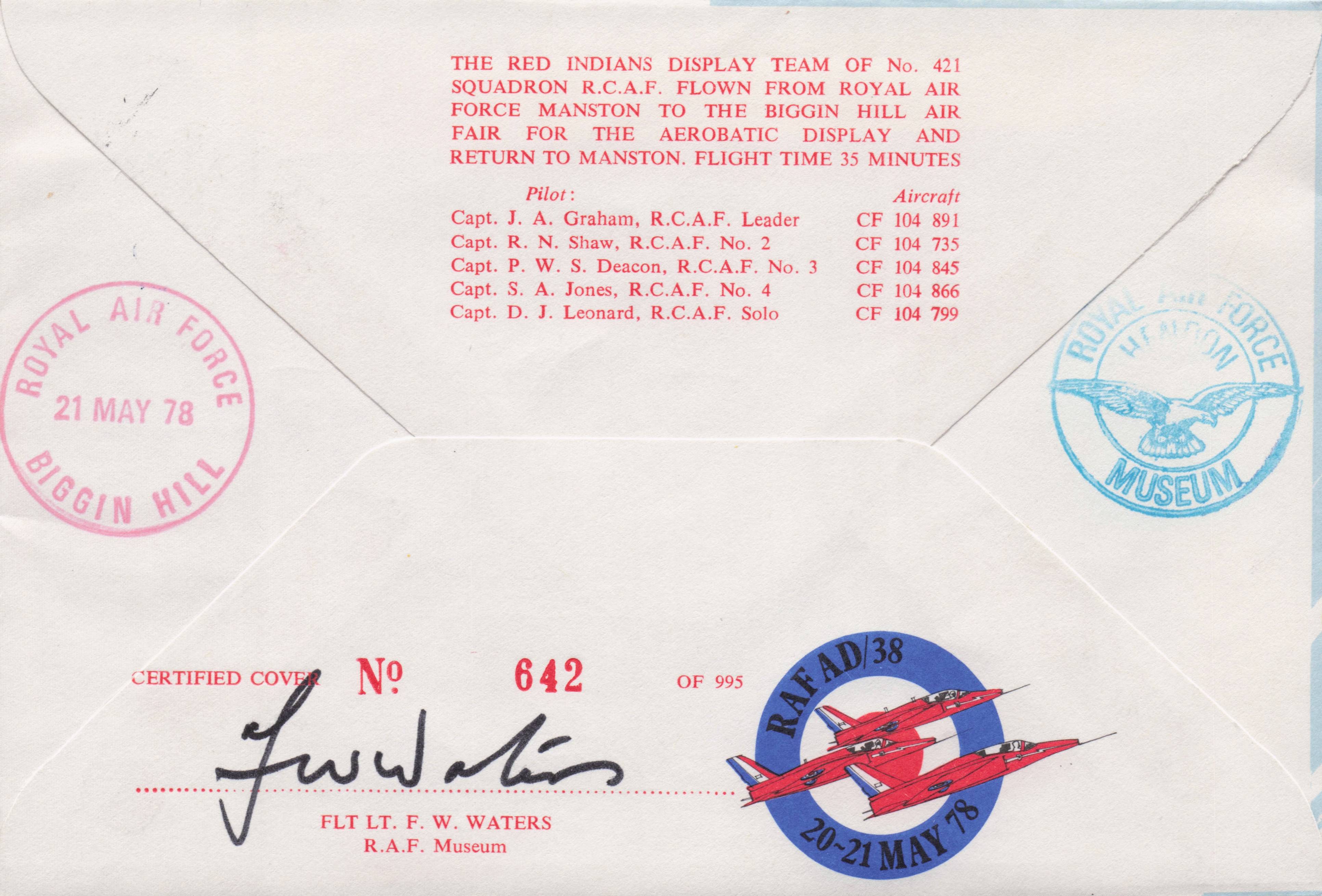 Red Indians Biggin Hill Air Fair Display MULTI Military 7x Hand Signed FDC