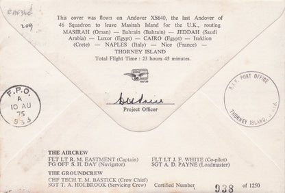 Bunny Partridge WW2 Pilot 46 Squadron Military Hand Signed FDC