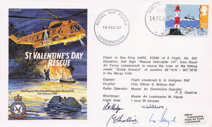 St Valentines Day Rescue Military Sea Crew 5x Hand Signed FDC