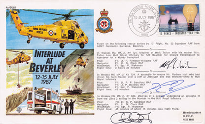 RAF Helicopter Air Rescue Interlude At Beverley MULTI Hand Signed FDC
