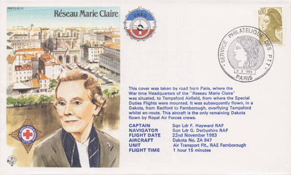 Reseau Marie Claire Royal Star & Garter Paris French Flown Rare FDC