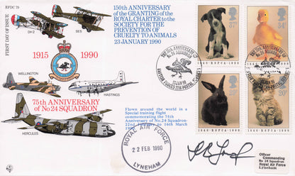 14 24 Squadron Dambusters 75th RSPCA 150th Anniversary Hand Signed FDC