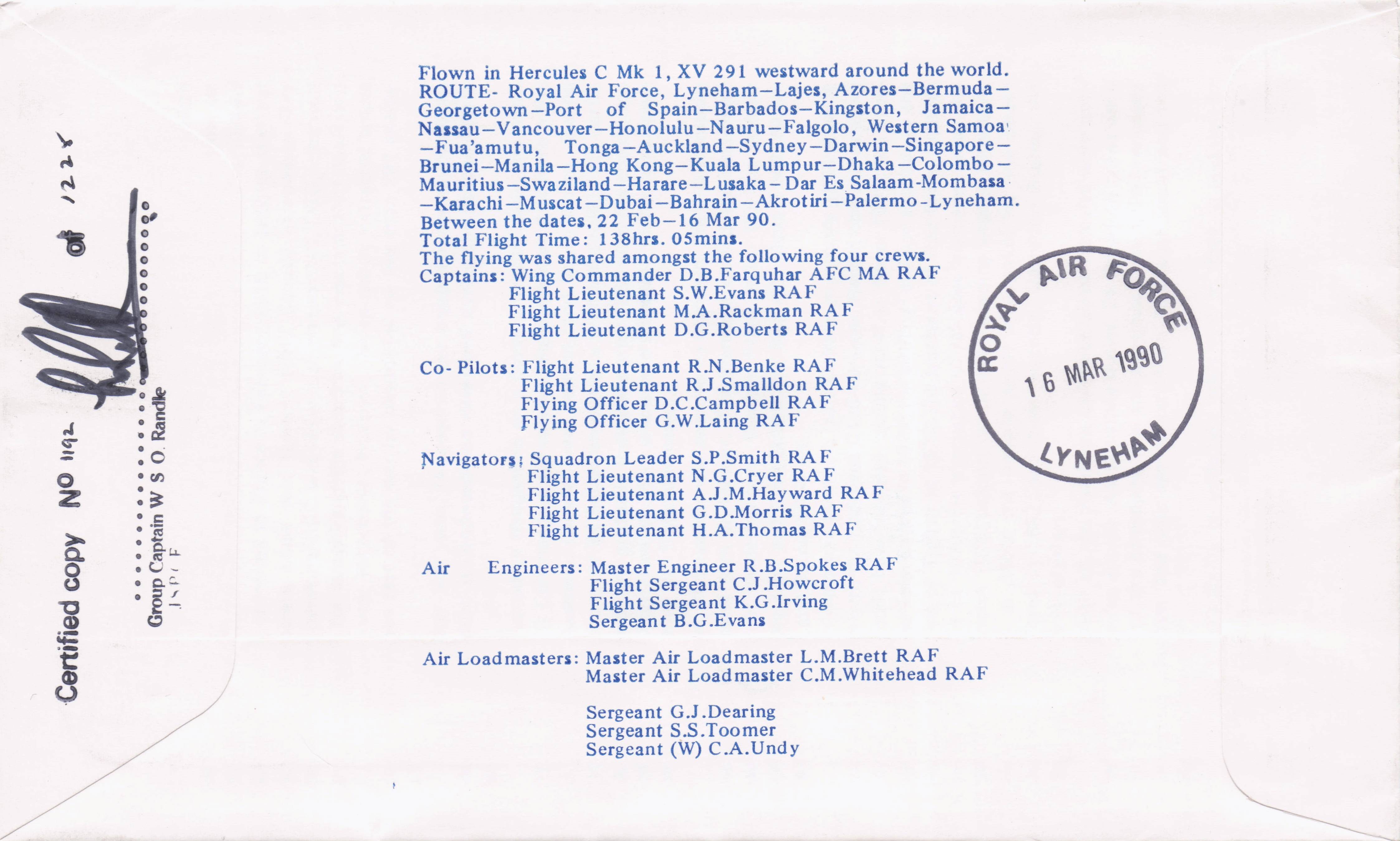 14 24 Squadron Dambusters 75th RSPCA 150th Anniversary Hand Signed FDC