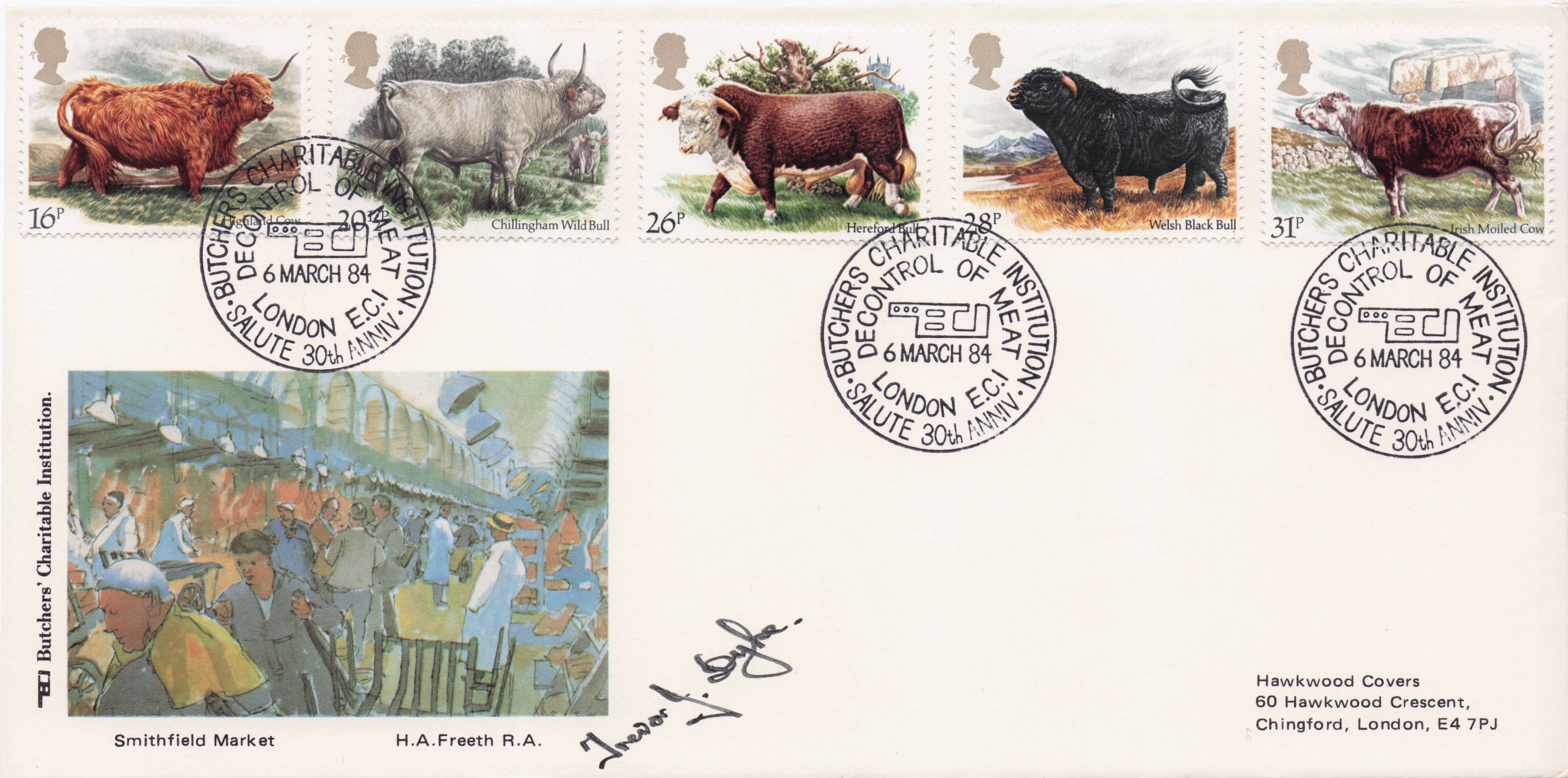 London Butchers Smithfield Market LTD EDITION OF 34 Hand Signed FDC
