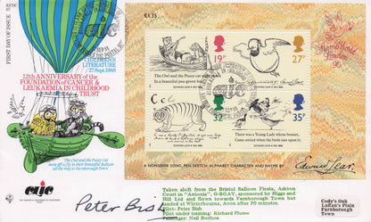 Owl & The Pussycat Hot Air Balloon Pilot Captain Hand Signed Flown FDC