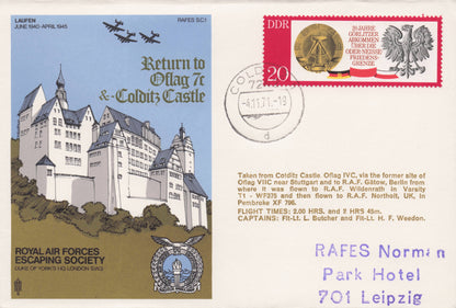 Colditz Castle Rare Flown Military Royal Air Forces Escaping Society FDC