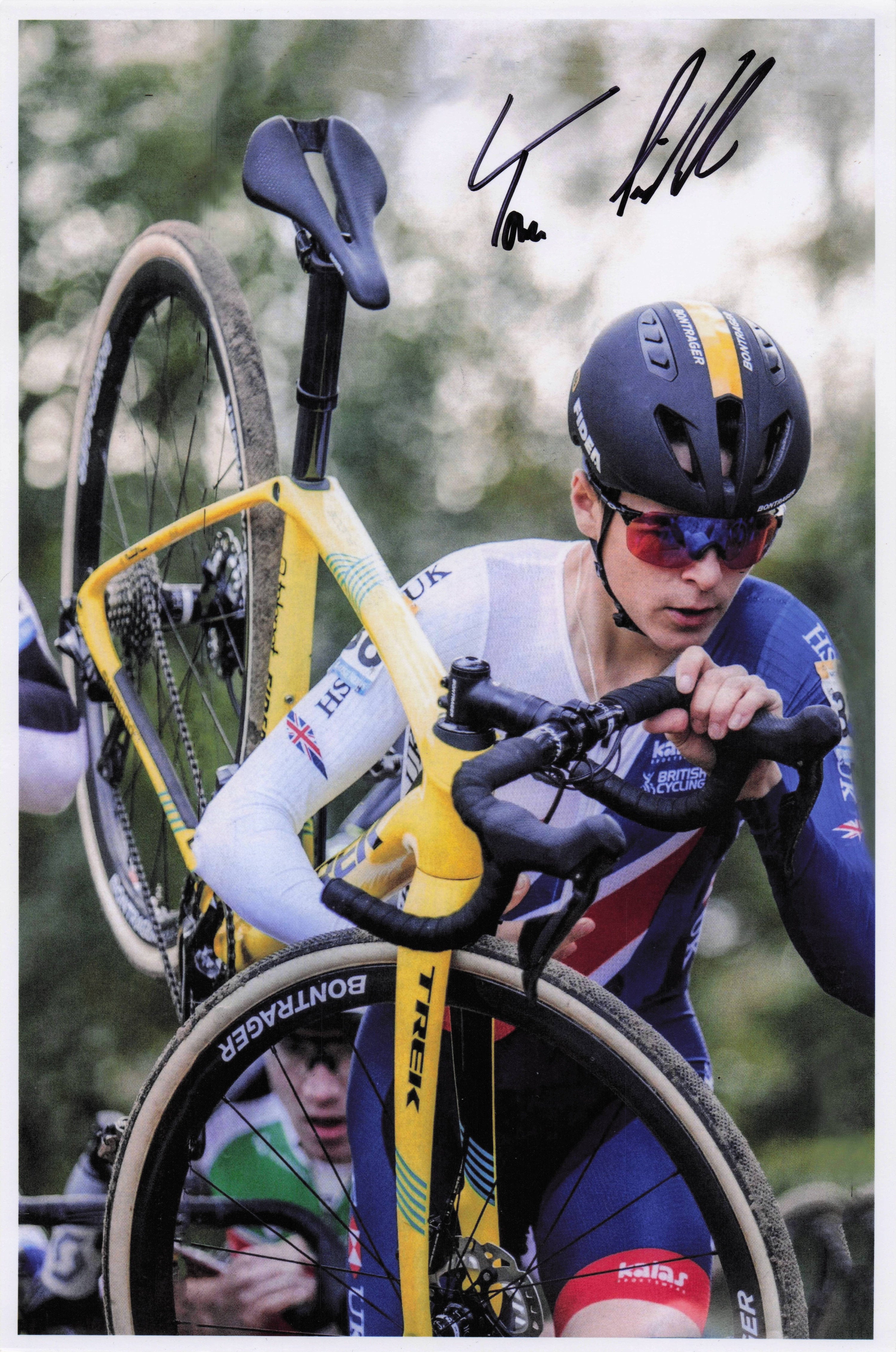 Tom Pidcock British Cycling at Cyclo Cross Race 12x8 Hand Signed Photo
