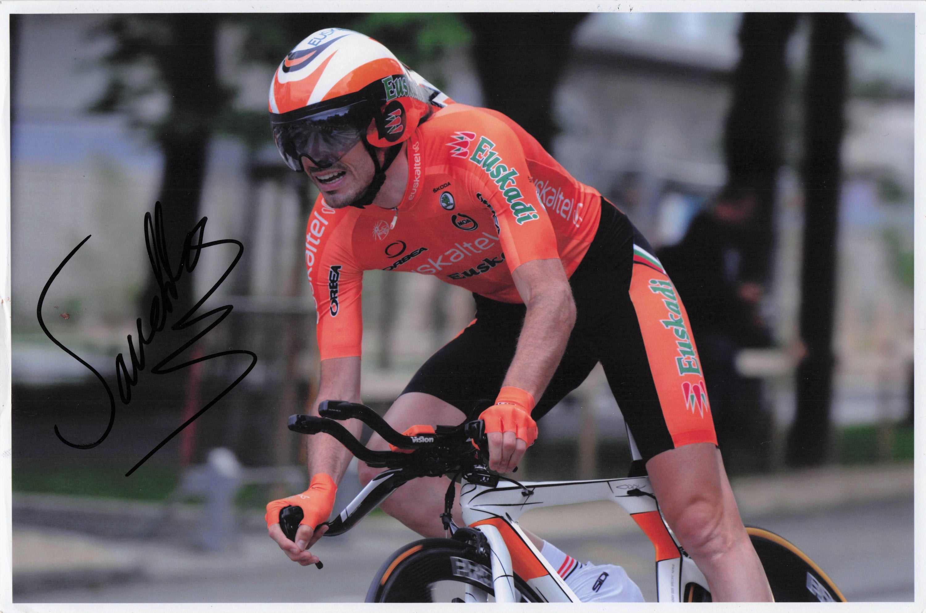 Samuel Sanchez Spanish Cyclist 2012 at Grenoble 12x8 Hand Signed Photo