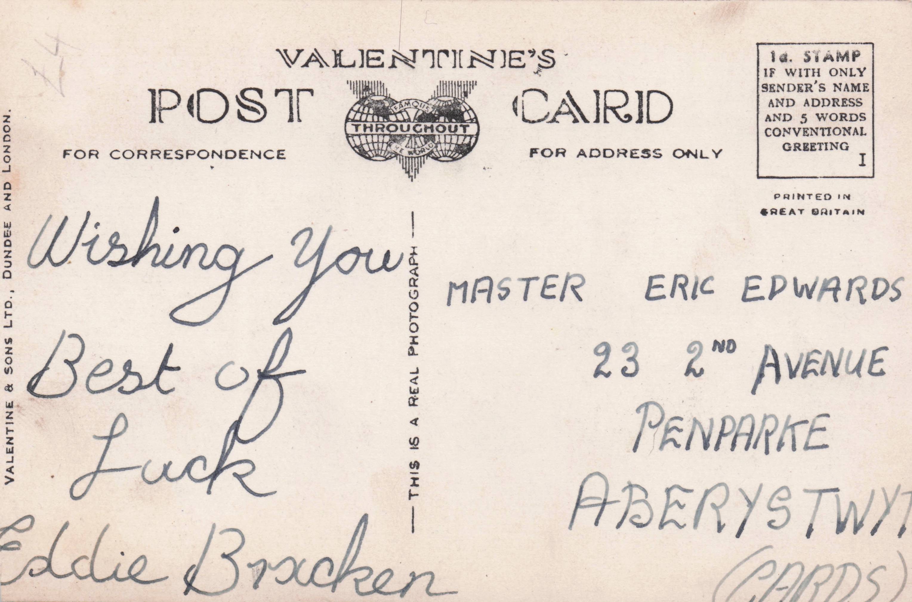 Eddie Bracken Hand Signed Photo Postcard & Letter Message To Fan