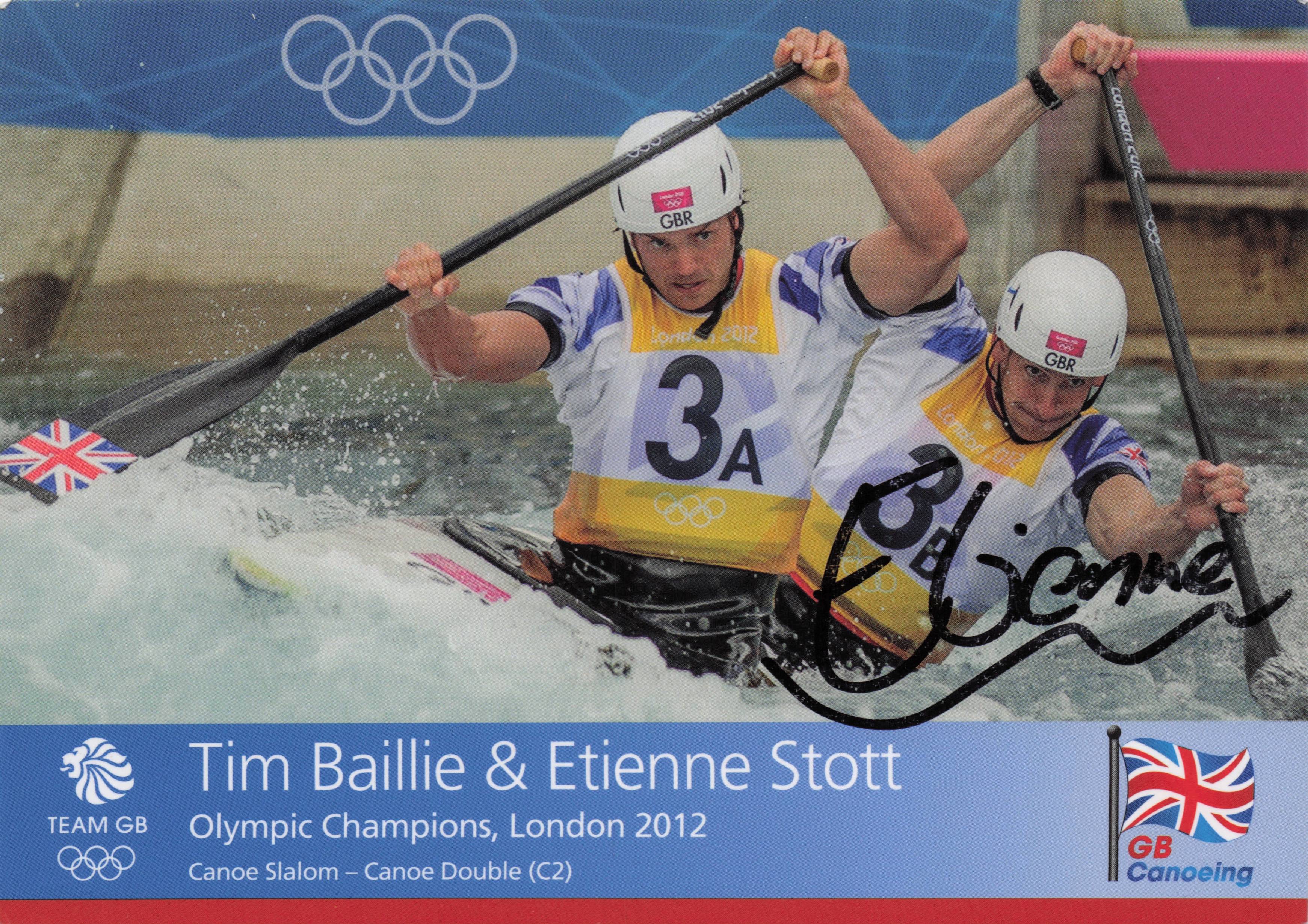Tim Baillie Etienne Stott Canoe Olympic Champions Hand Signed Photo