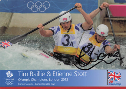 Tim Baillie Etienne Stott Canoe Olympic Champions Hand Signed Photo