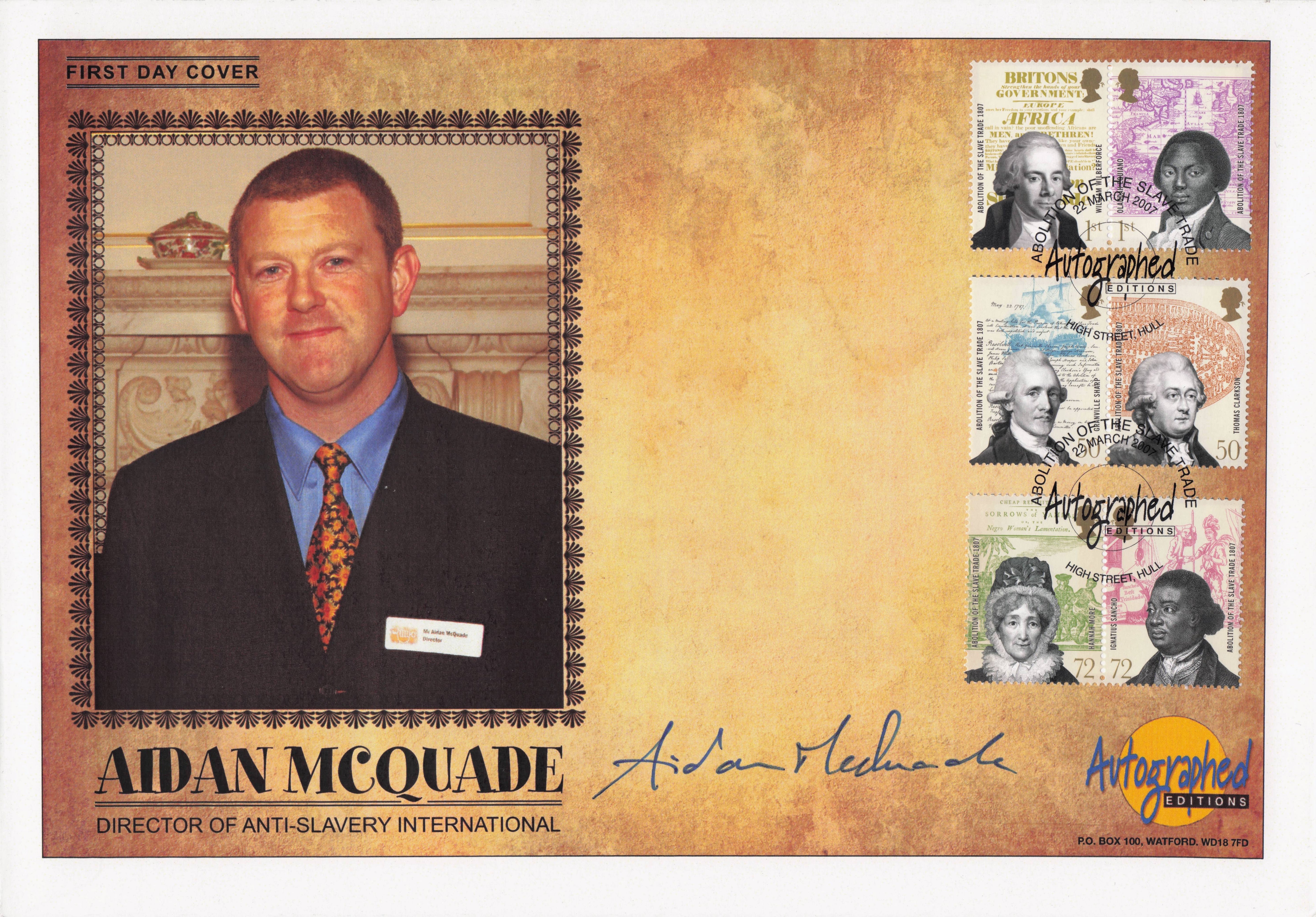 Aidan McQuade Abolition Of Slavery BLM Hand Signed FDC