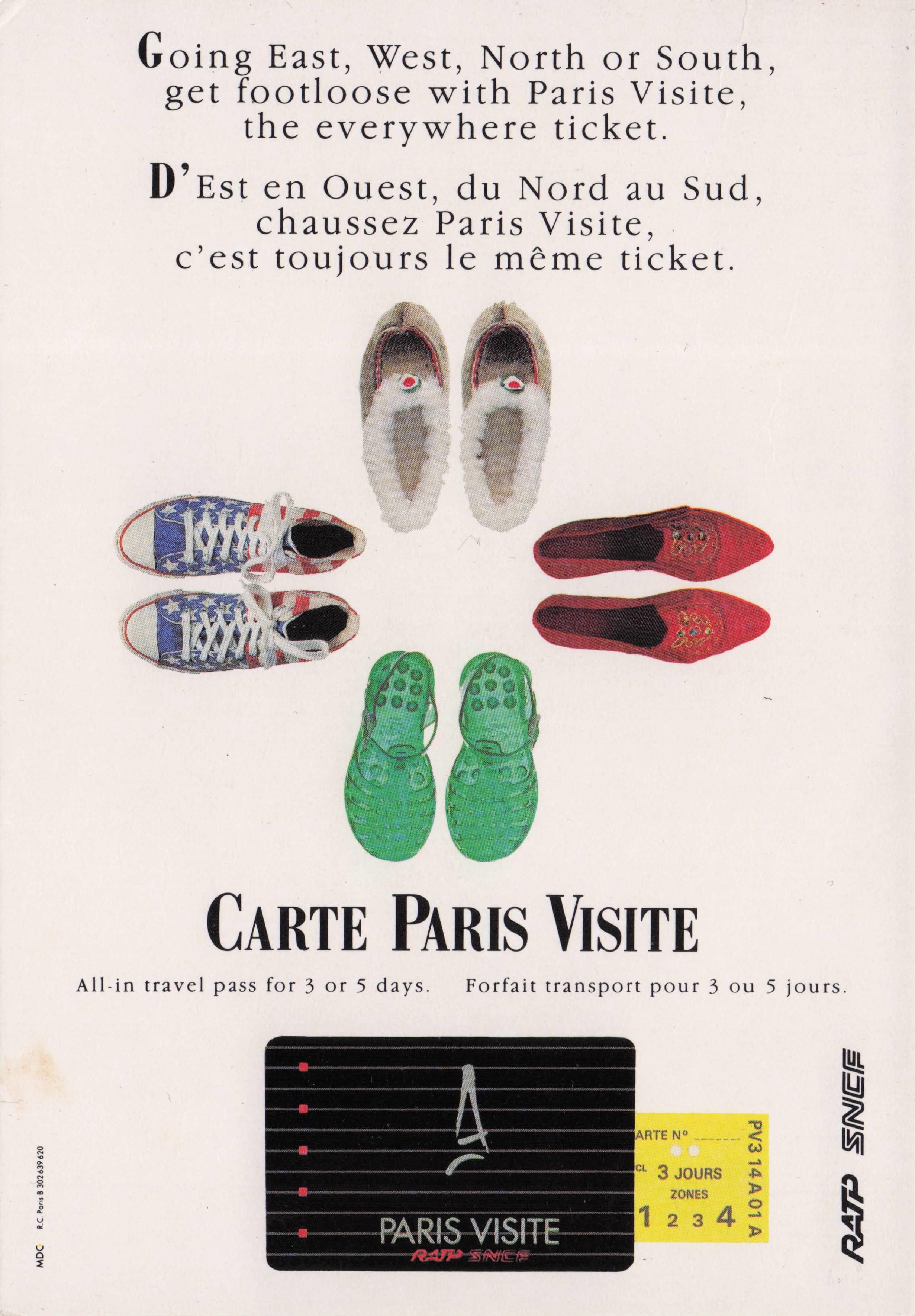 Carte Paris French Transport Shoes Ticket Advertising Postcard
