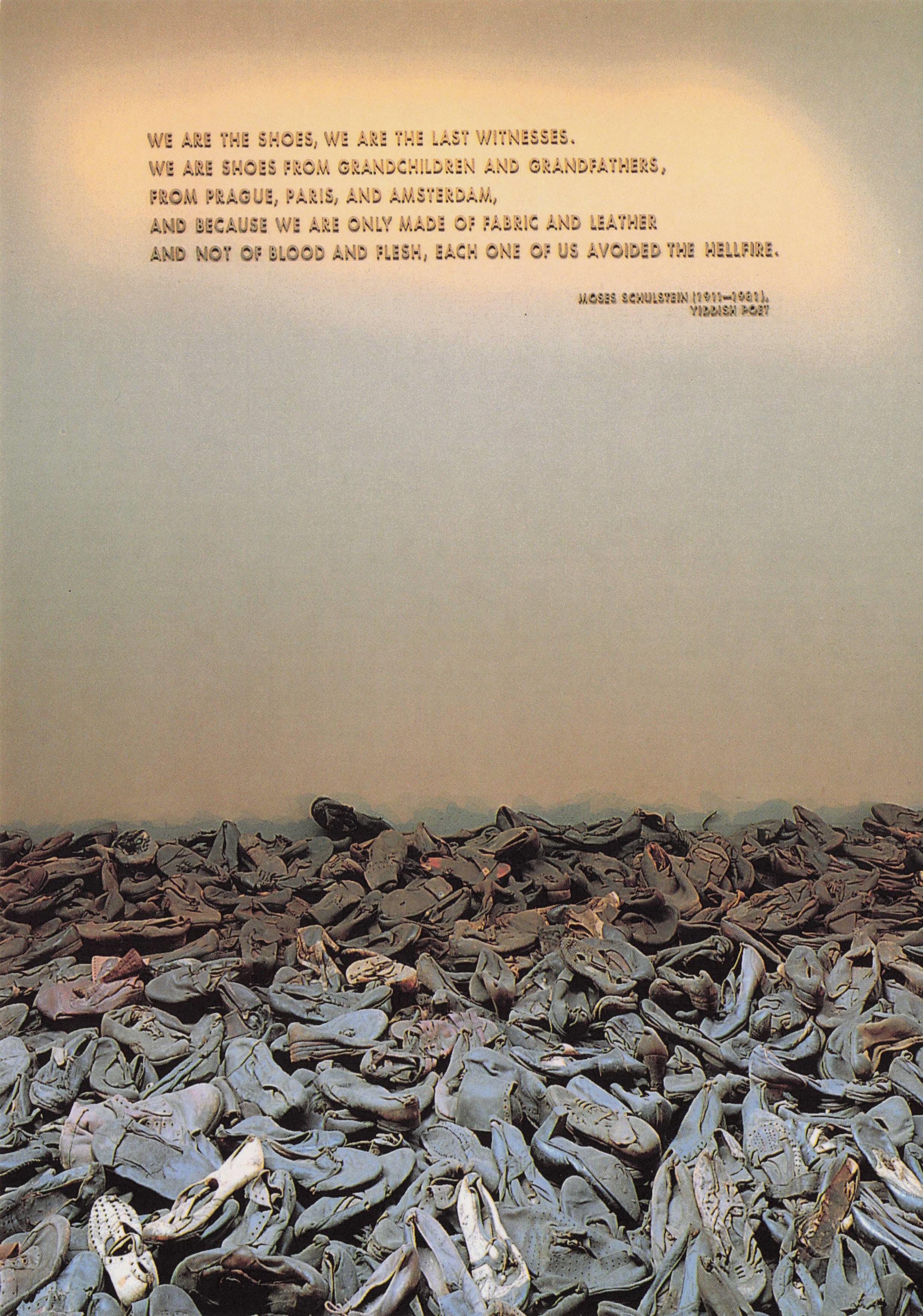 Auschwitz Holocaust Jewish WW2 POW Shoes Yibbish Poet Rare Postcard