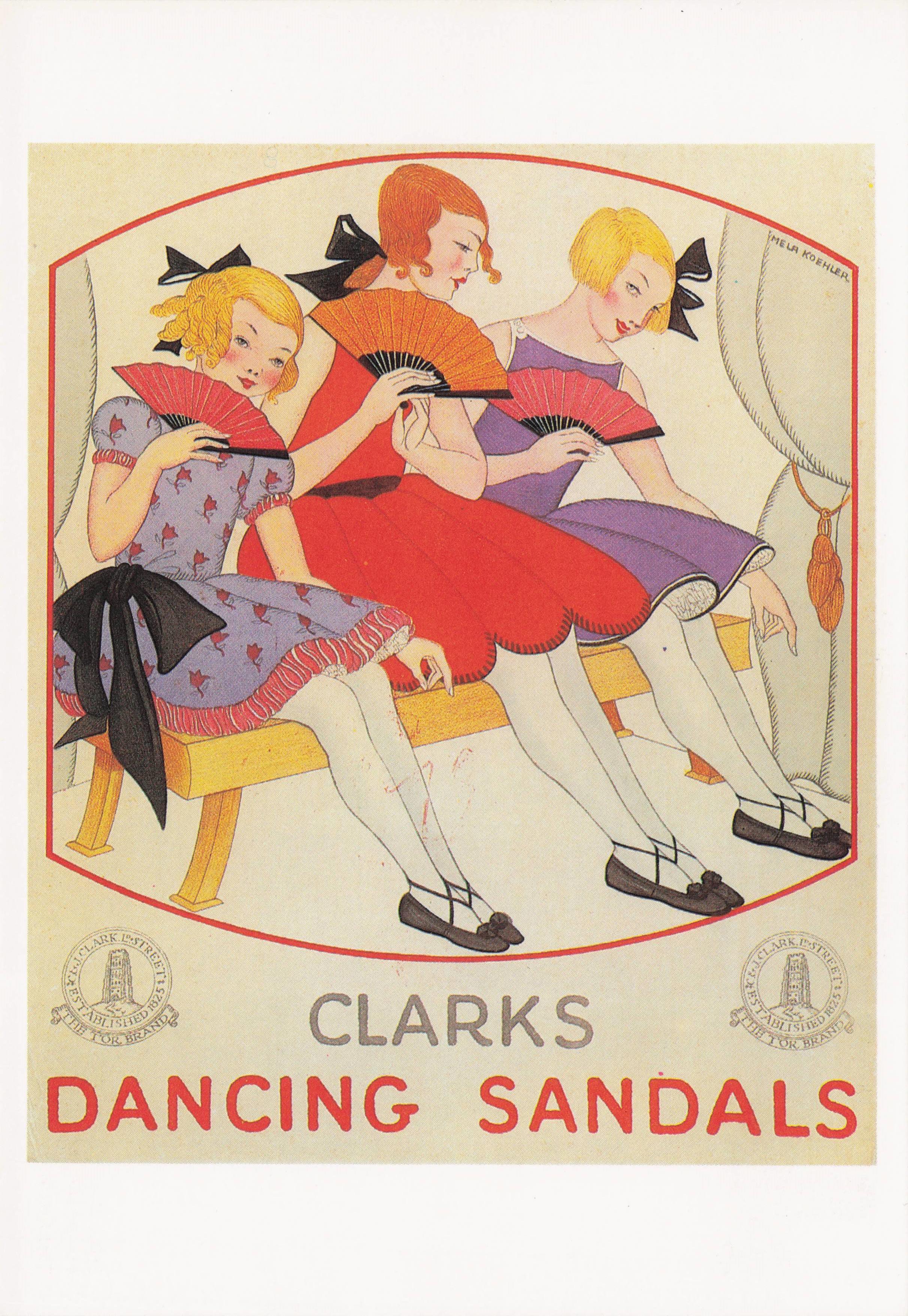 Clarks Old Ladies Dancing Ballet Theatre Shoes Advertising Postcard