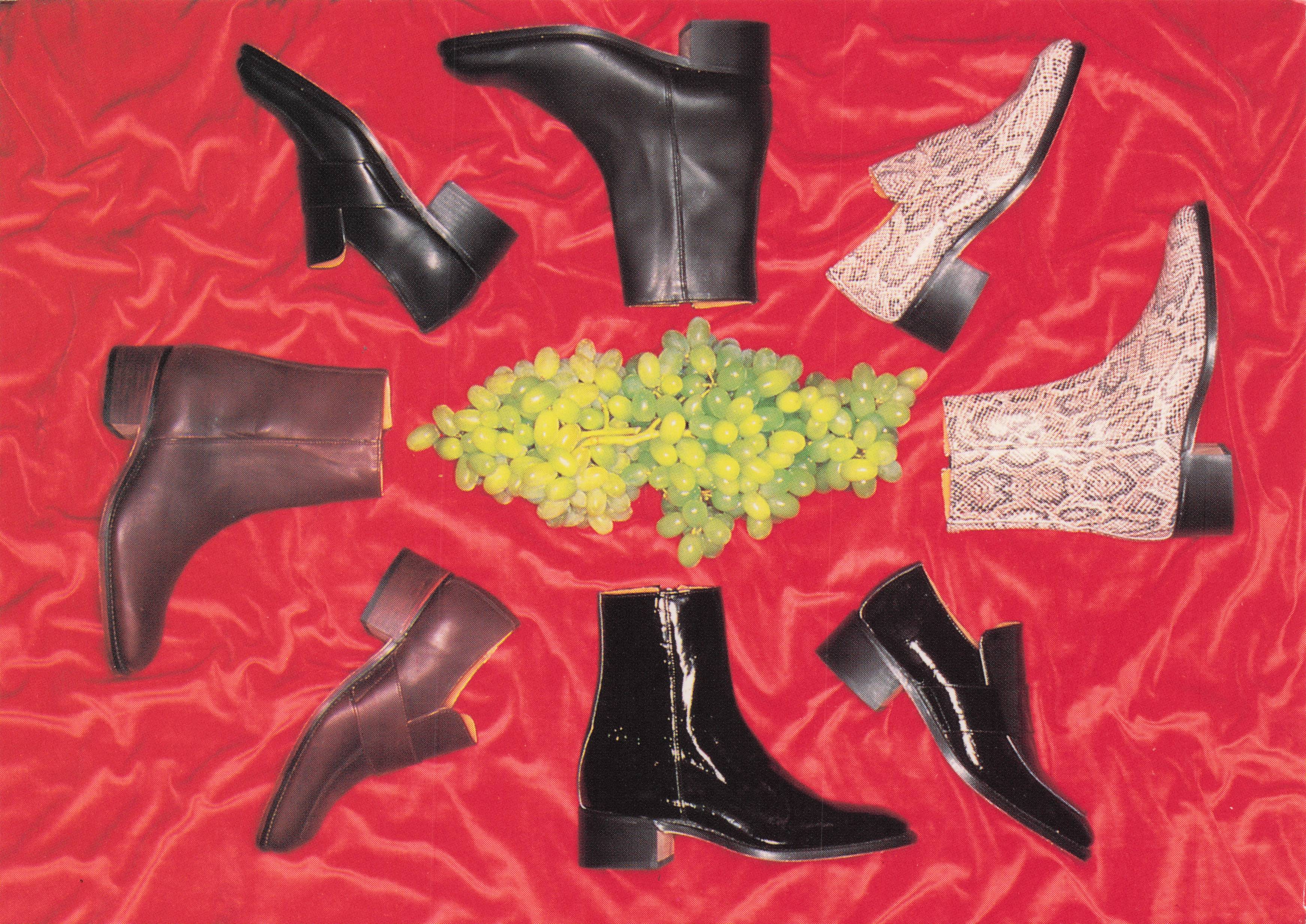 Ankle Boots Designer Shoes & Grapes London Advertising Postcard