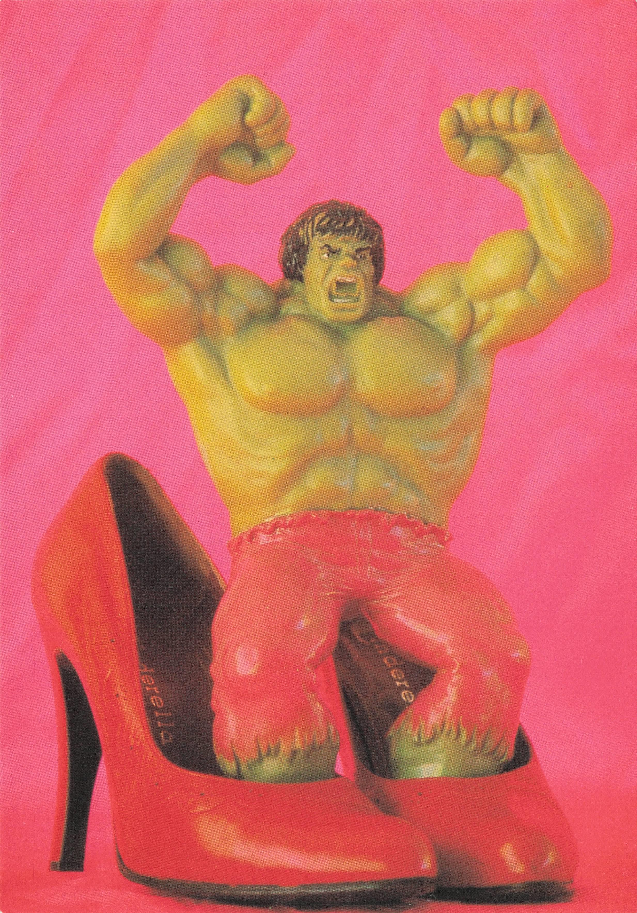 Incredible Hulk Marvel Toy Model In High Heels Shoes Photo Postcard