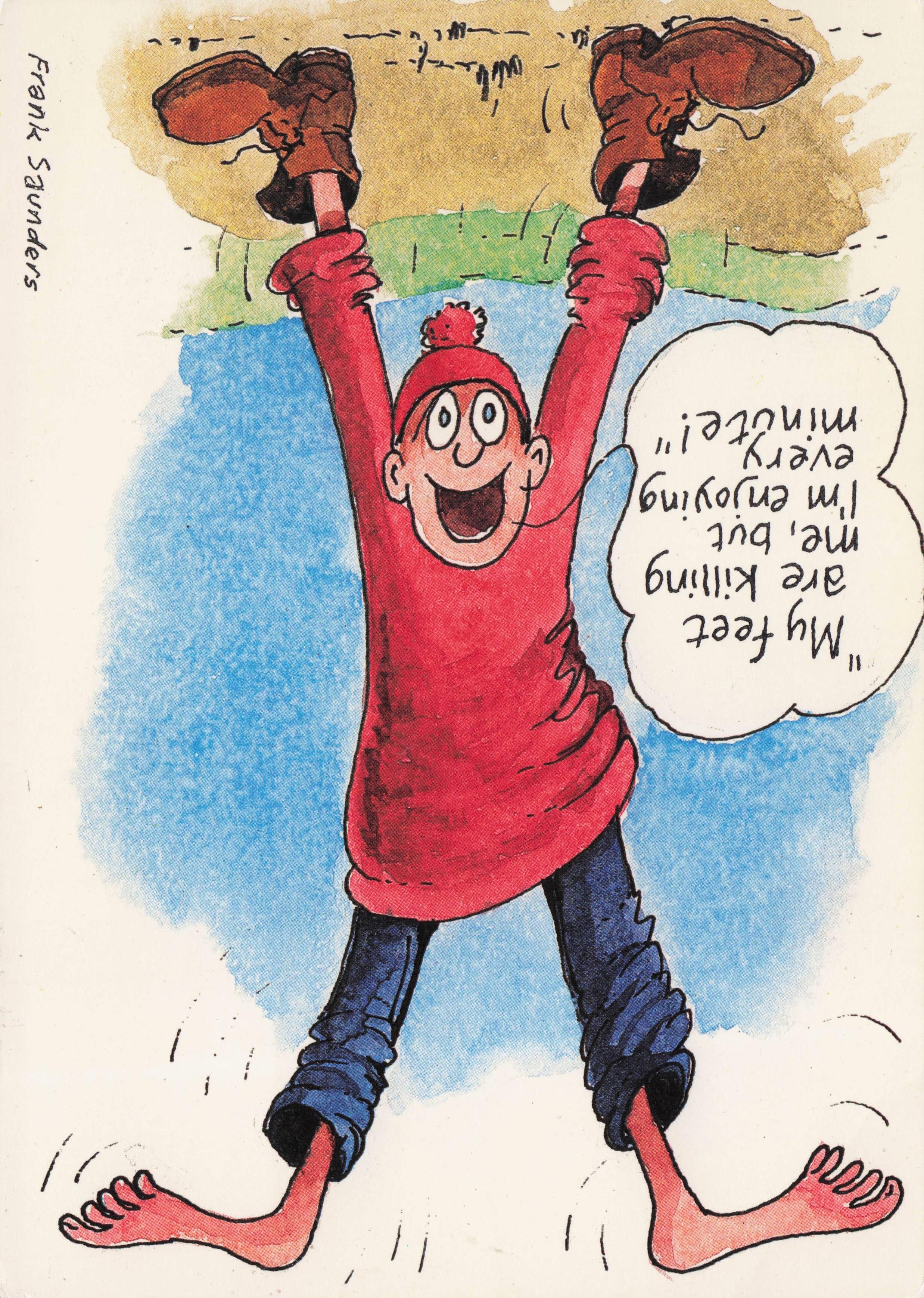 Man Doing Handstand Stunts On Shoes Comic Postcard