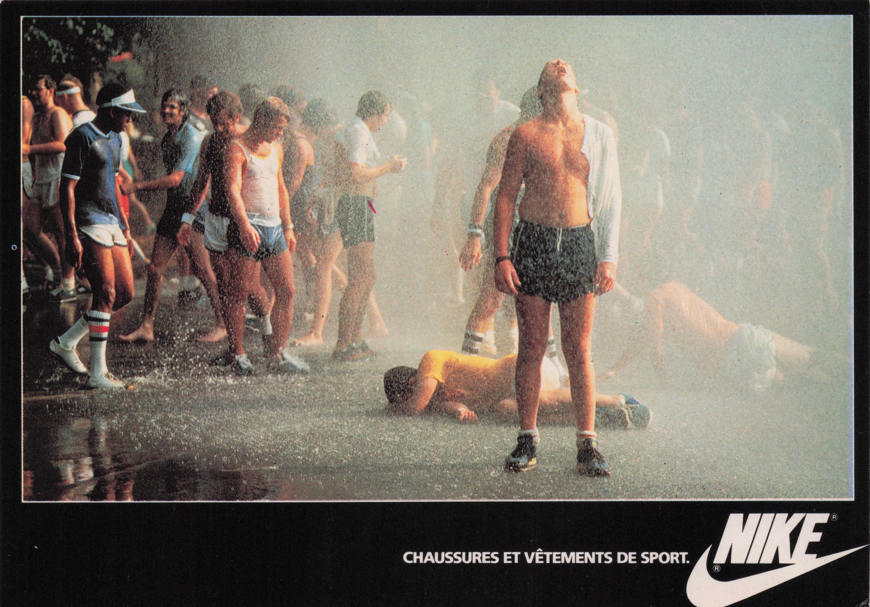 Exhausted French Athetes Nike Sports Shoes Comic Advertising Postcard