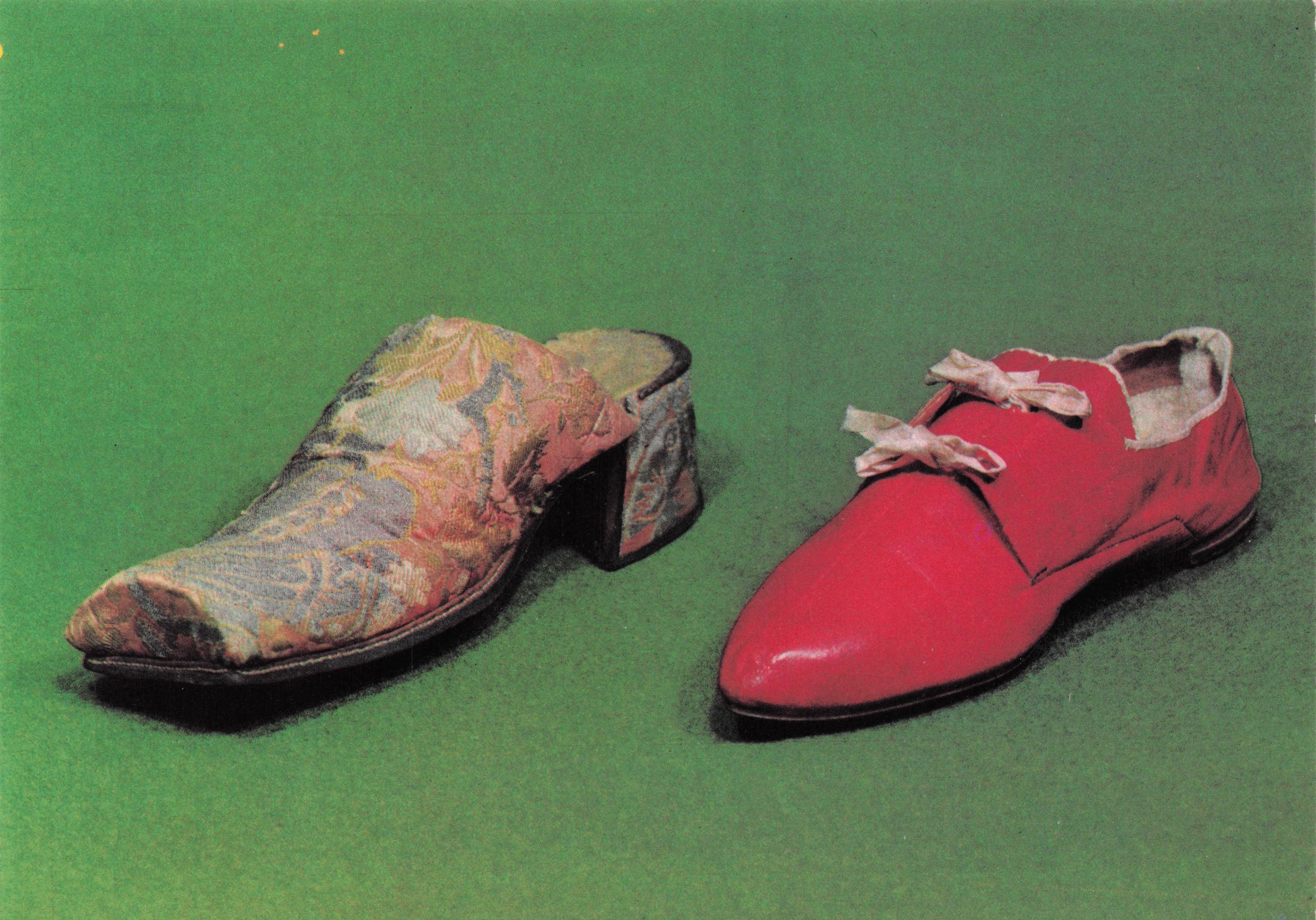 Antique Mens Lace Silk Slipper Shoes of 1707 Northampton Postcard