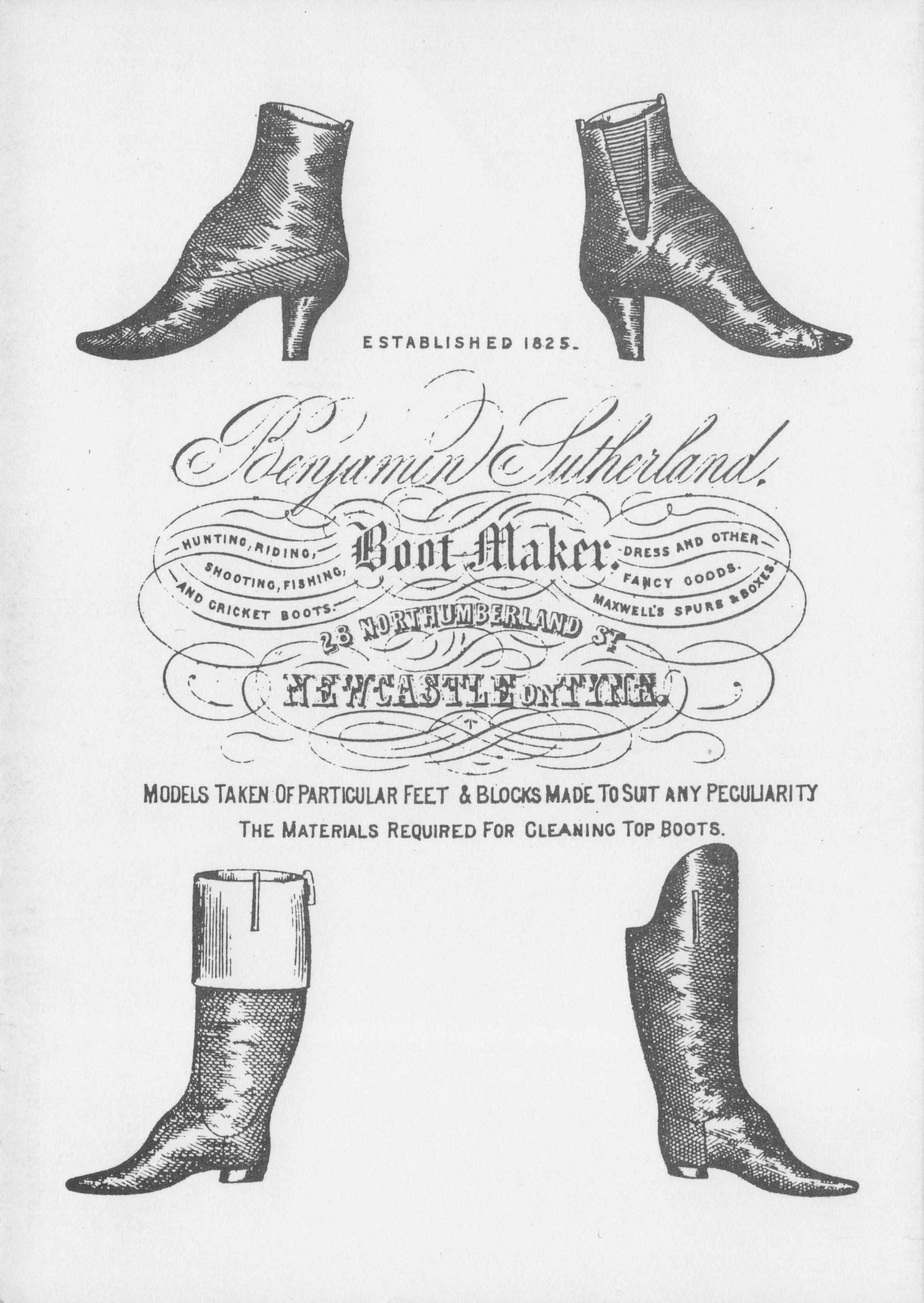 Newcastle Victorian Boot Shoe Maker Advertising Postcard