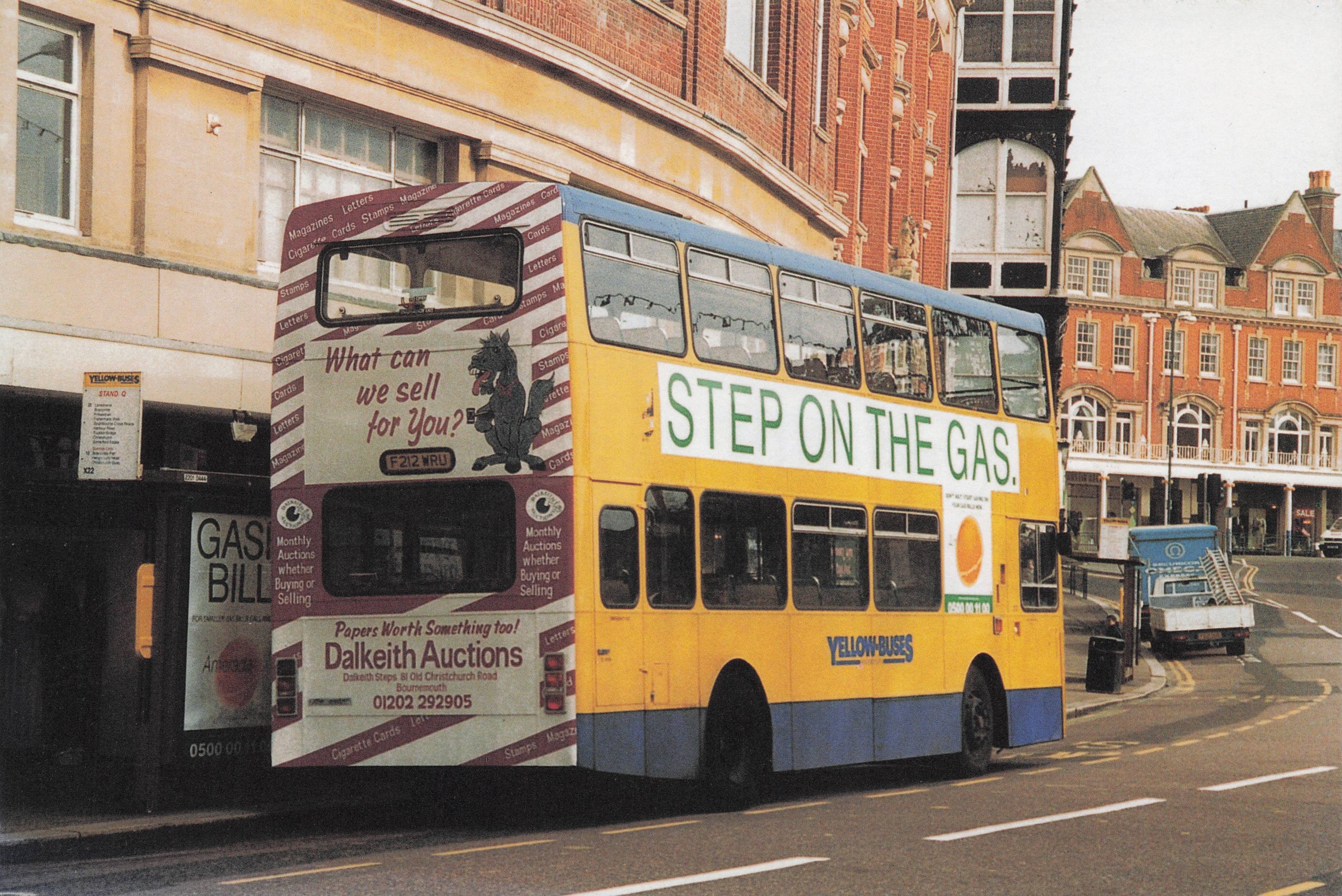 Step On The Gas Bournemouth Dorset Auctions Bus Advertising Postcard