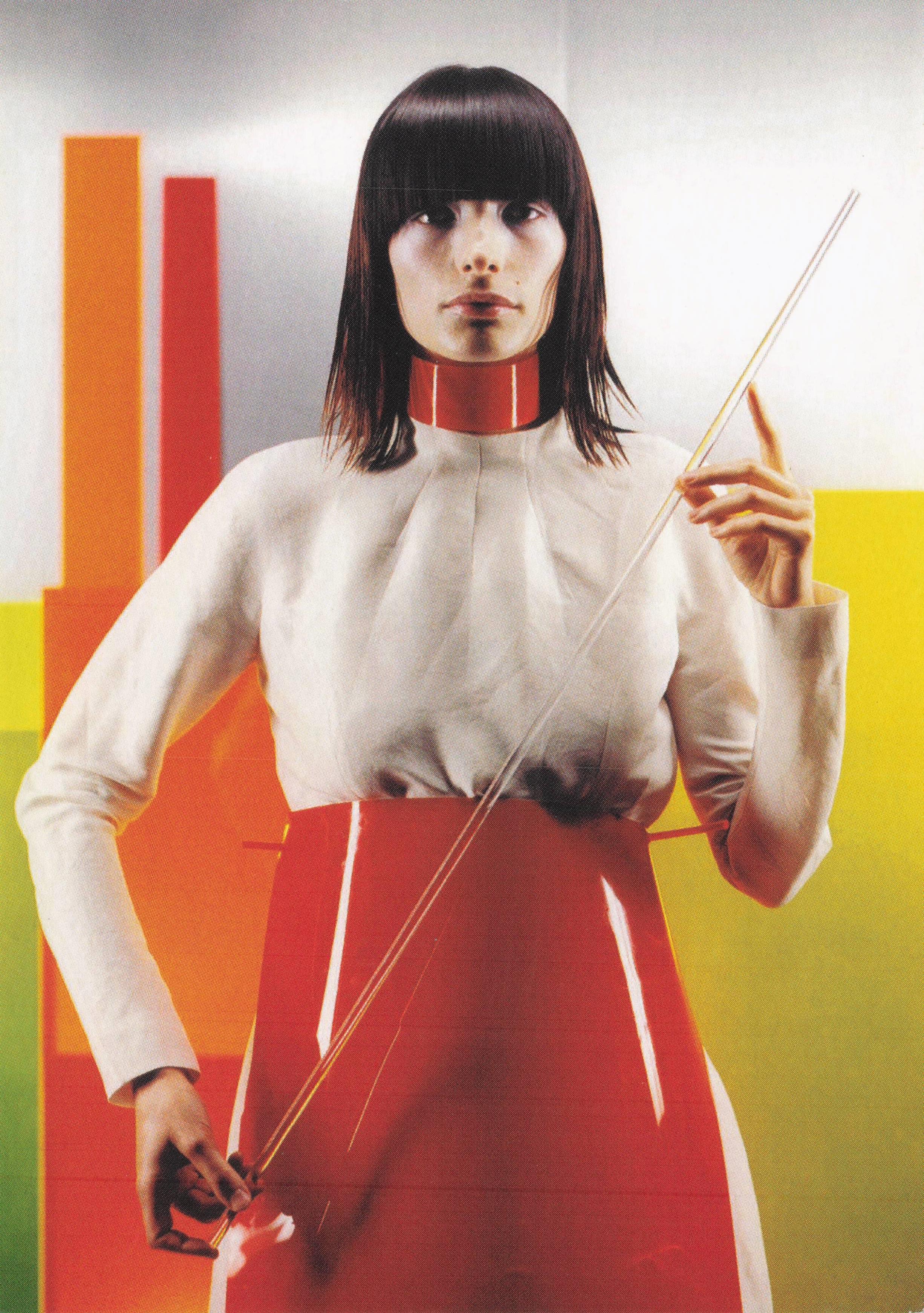 Dominant Sexy Robot Lady Hairdressers London Advertising Postcard