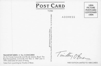 Timothy O'Brien Concorde Hand Signed Painting Postcard