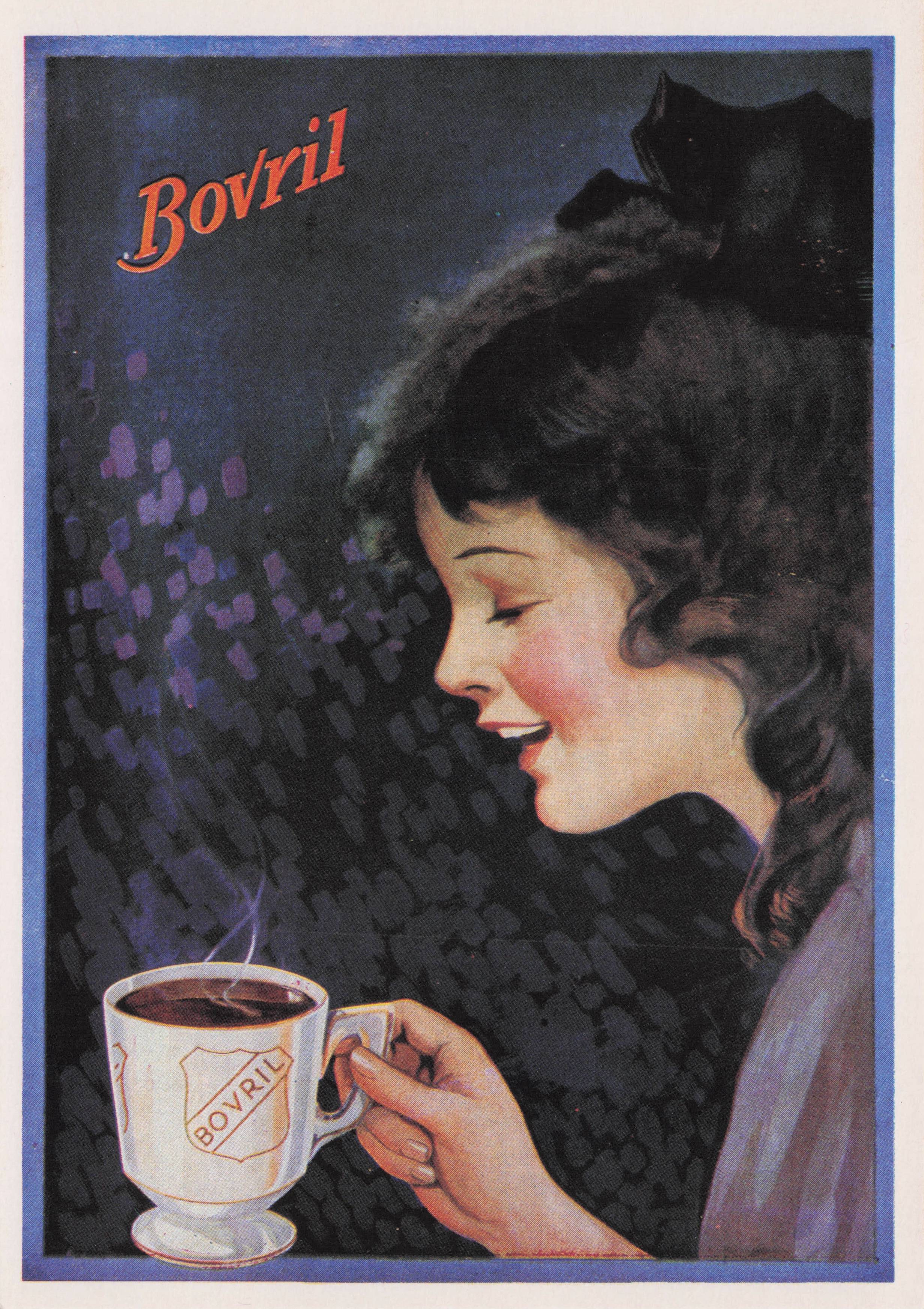 Bovril Gravy Lady Cup Of Drink Glamour Poster Advertising Postcard