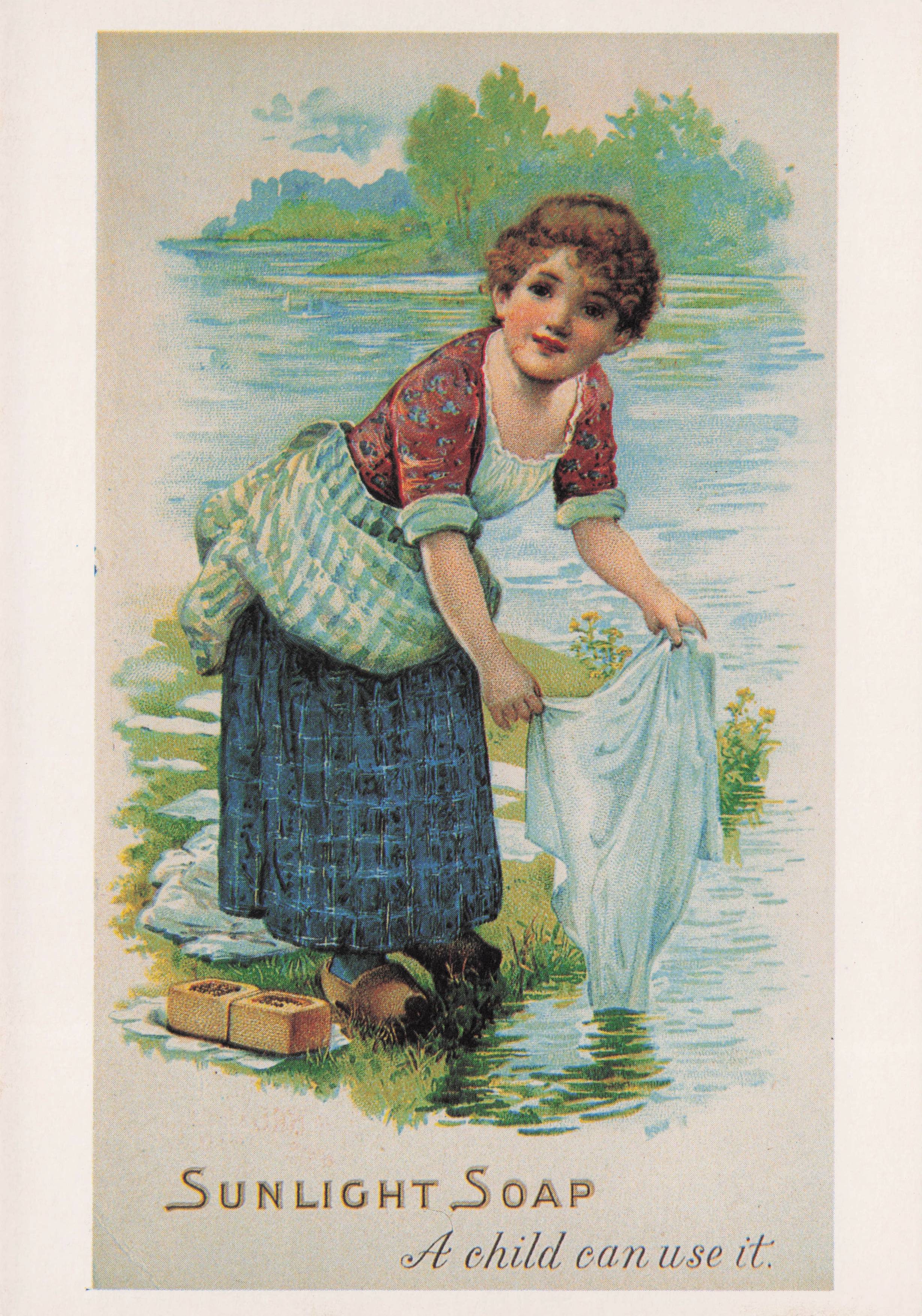 Sunlight Soap Washing Washer Lady Poster Advertising Postcard