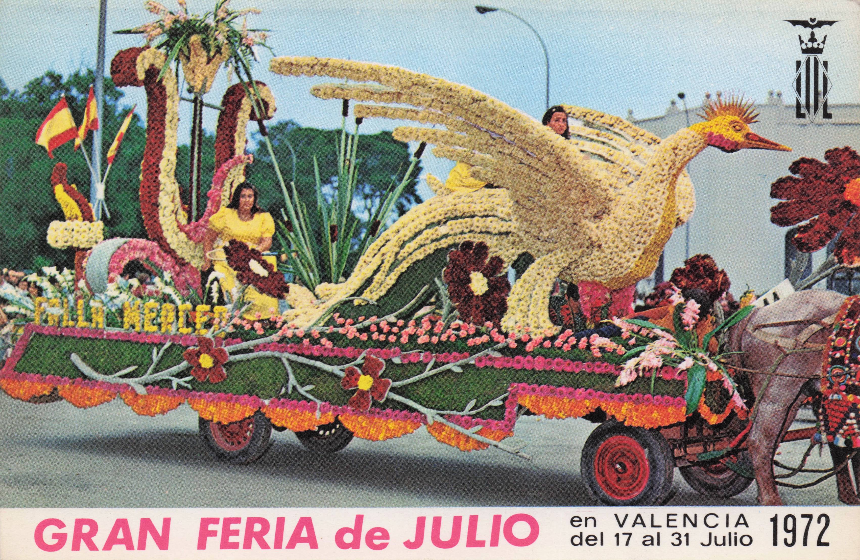 Valencia 1972 Battle Of Flowers Spanish Carnival Advertising Postcard