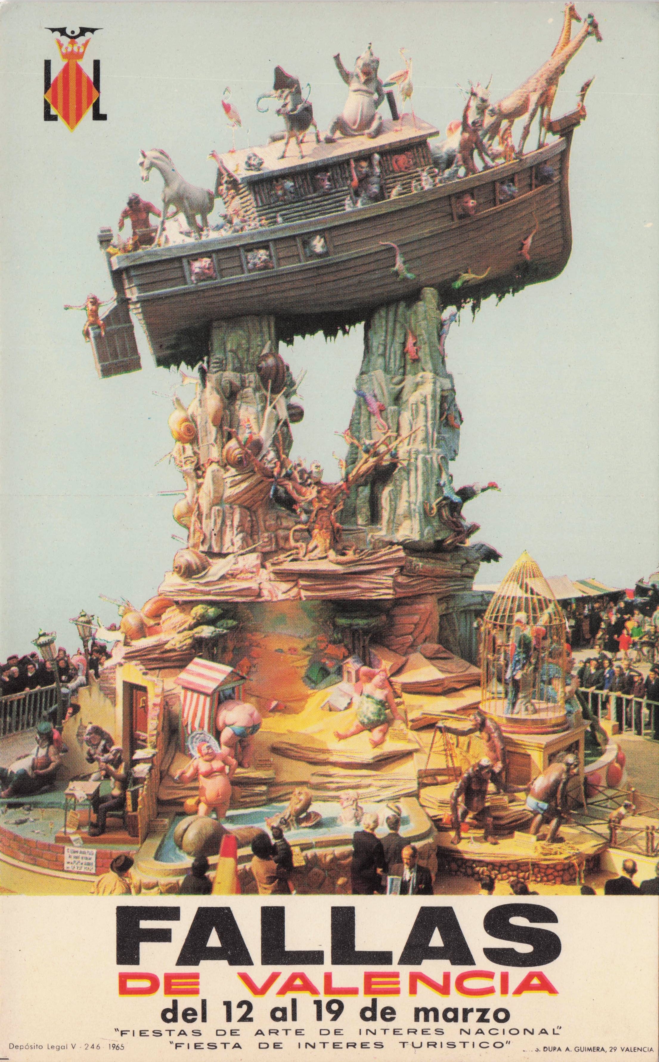 Valencia 1964 Battle Of Flowers Noahs Ark Spanish Festival Postcard