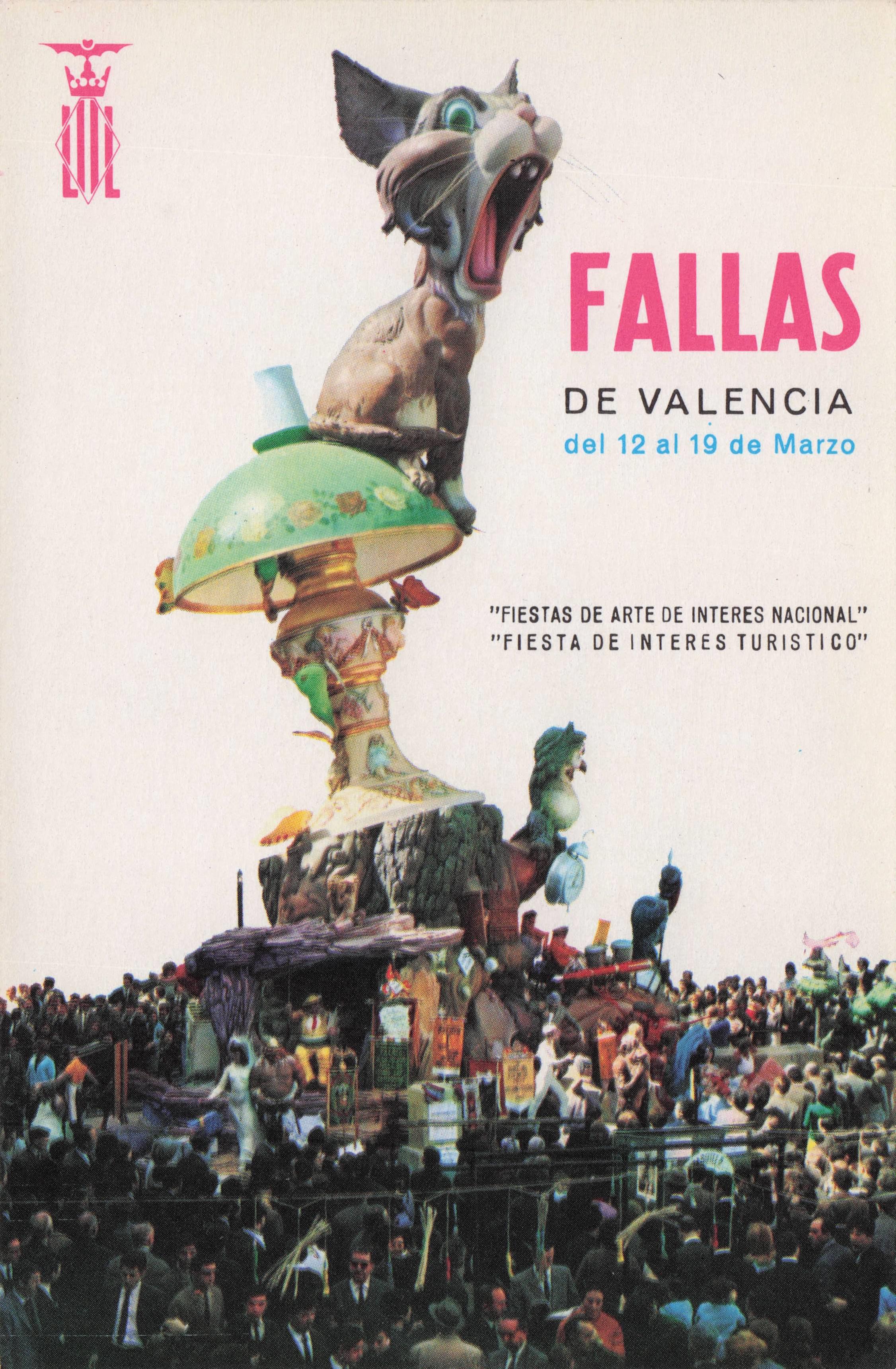 Valencia Giant Cat Battle Of Flowers Spanish 1967 Festival Postcard