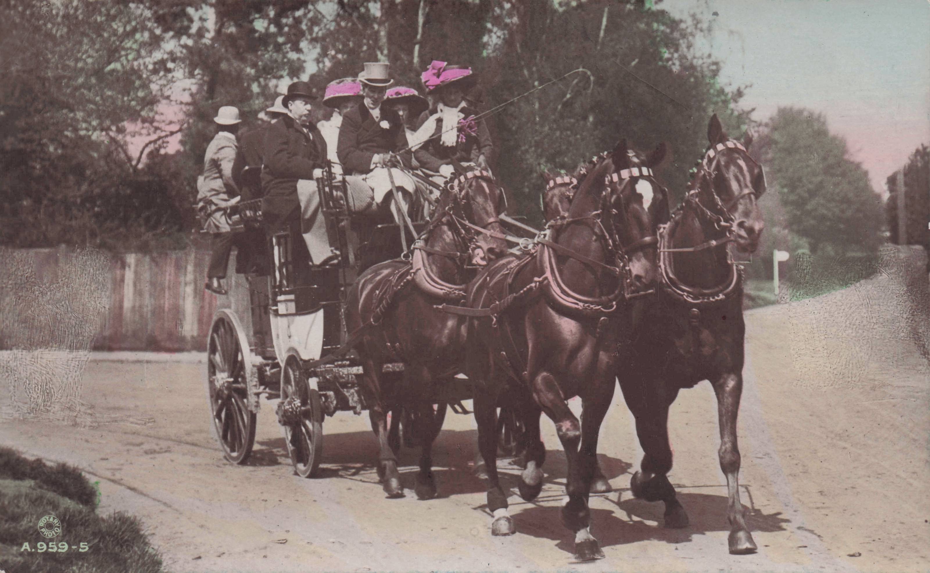 Summer First Class Transportation Tour Hand Painted WW1 Old Postcard