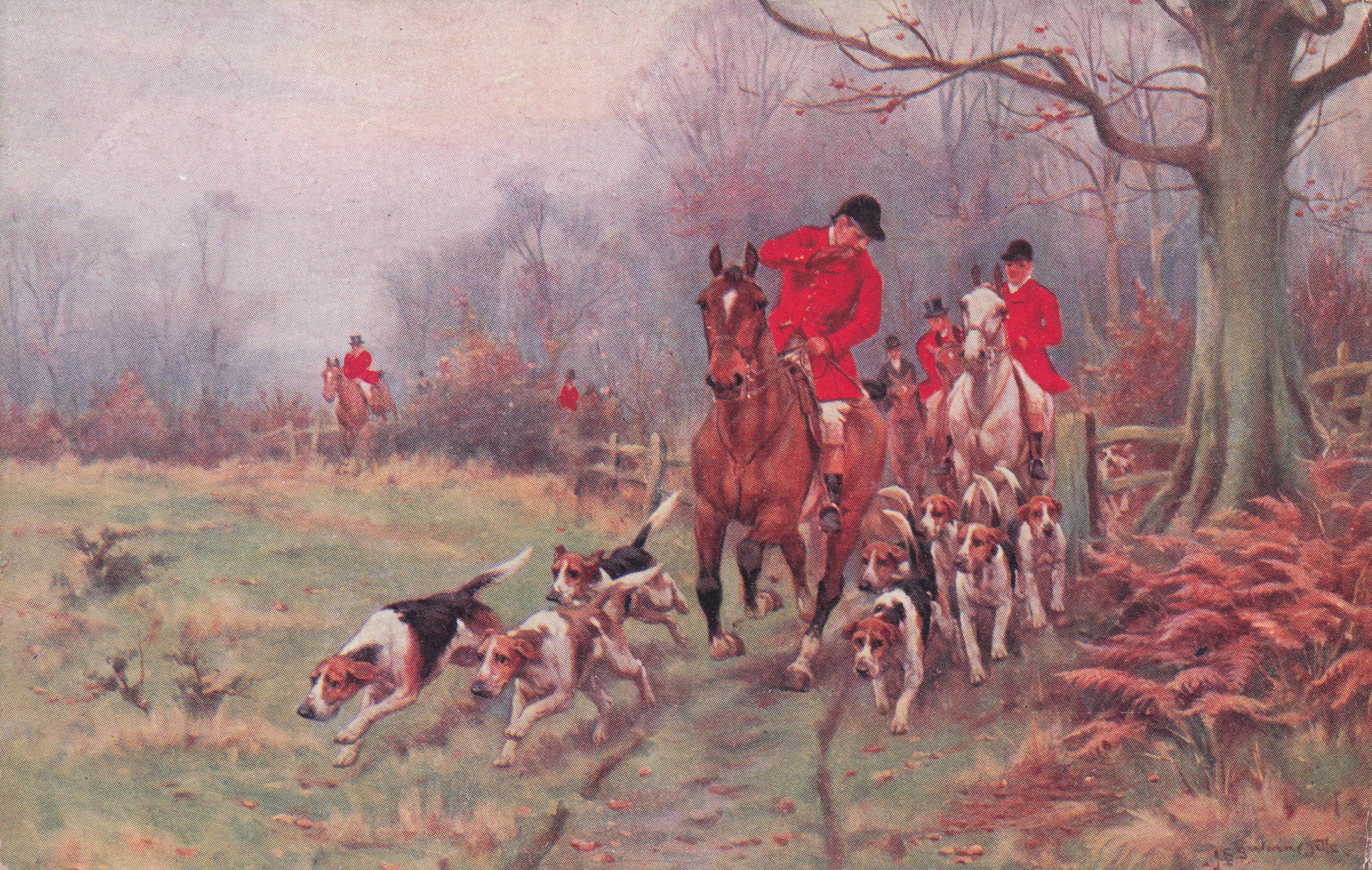 Fox Hunting Hu Ting Horse James Henderson Antique Painting Postcard
