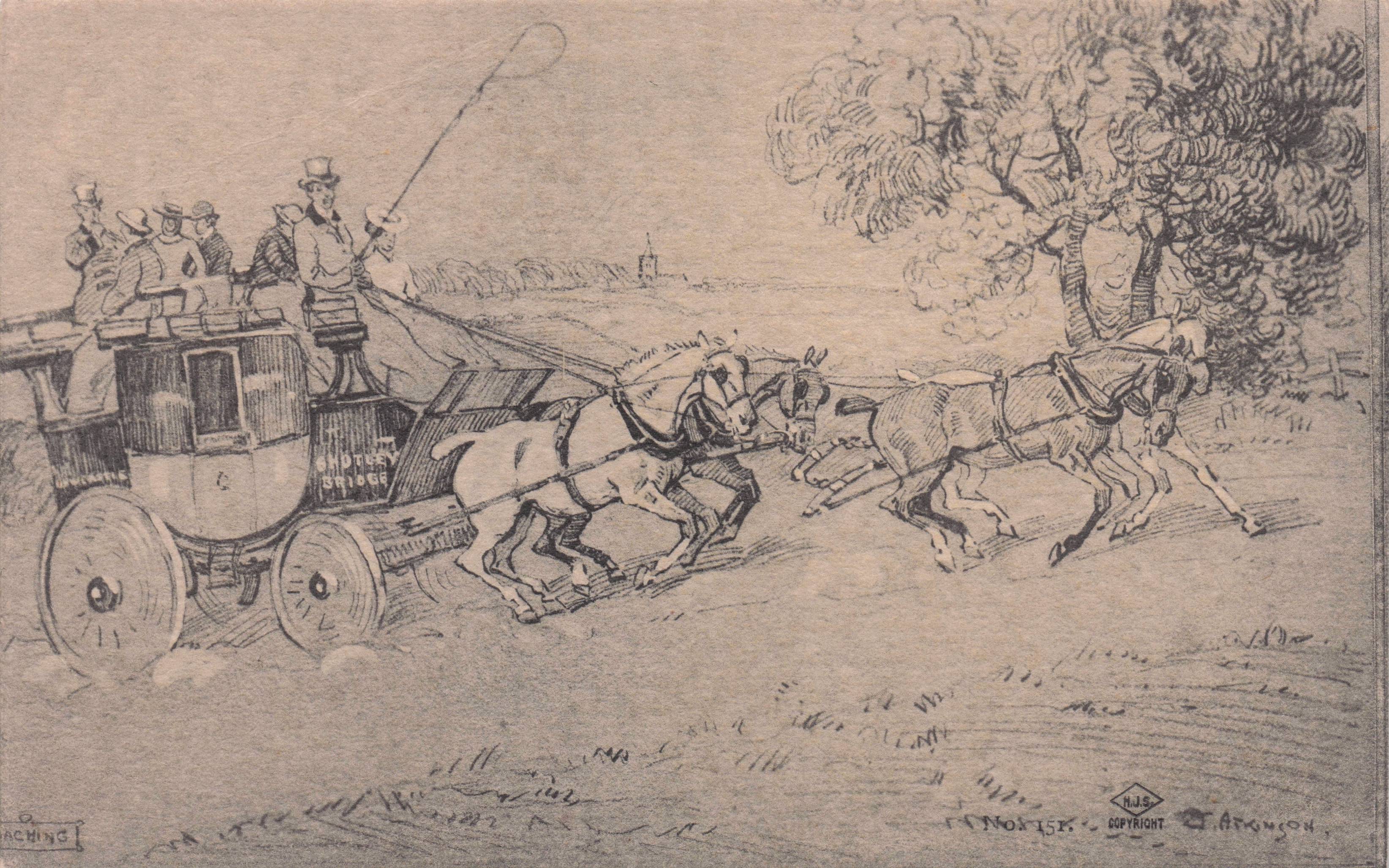 Shotley Bridge Antique Transportation Durham Horse Posh Comic Postcard