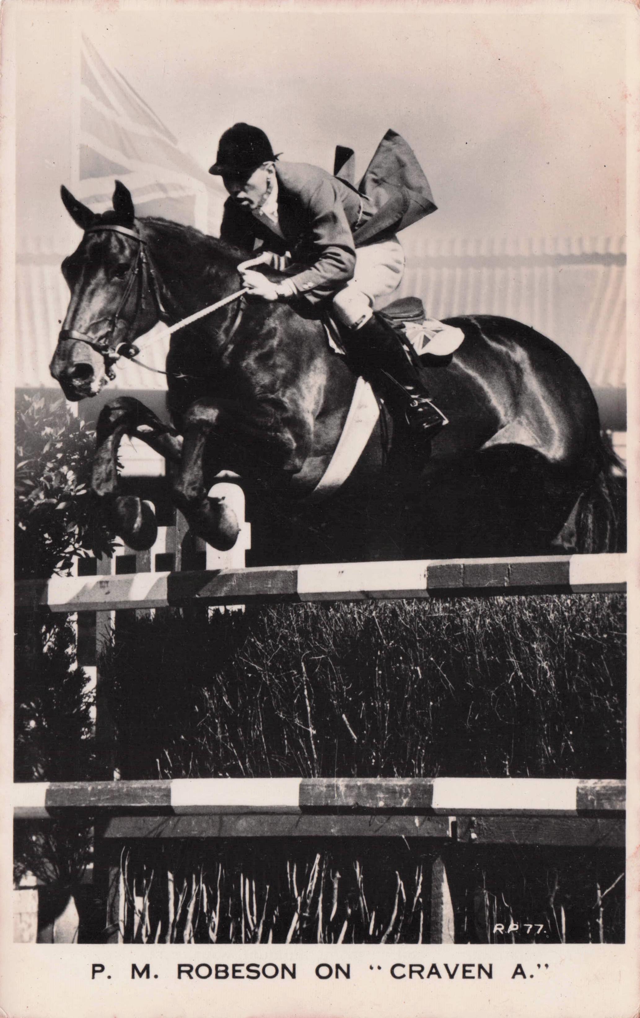 Peter Robeson On Craven A Horse 1950s TV Showjumping Old Postcard
