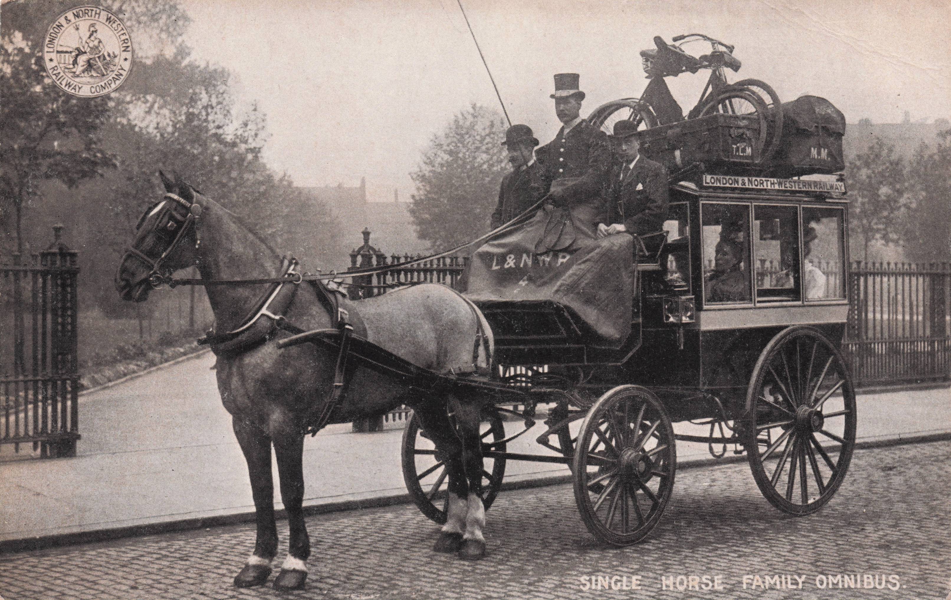 Single Horse Family Omnibus London L&NW Railways Old Postcard