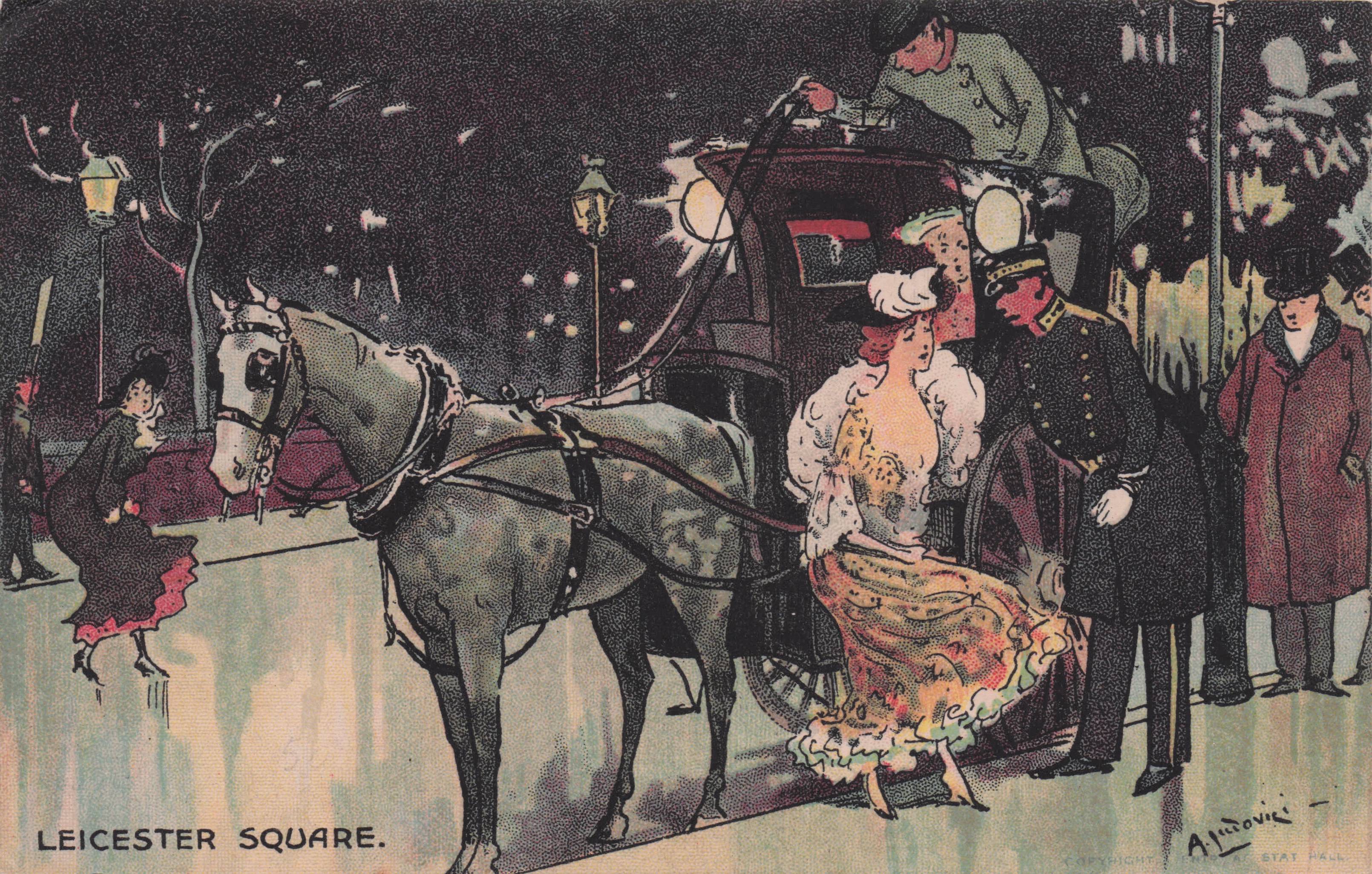 Upper Class Lady London Chauffer Leicester Square Old Davidson Bros Postcard